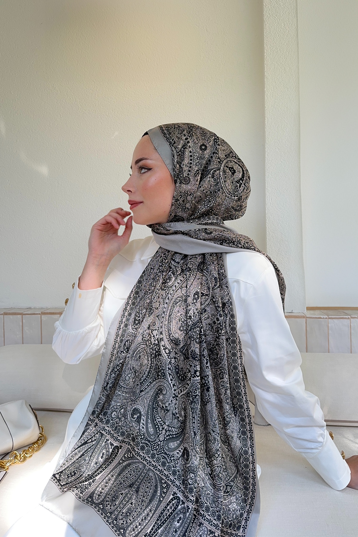 ETHNIC VUAL  VINTAGE DESEN ŞAL - GRİ