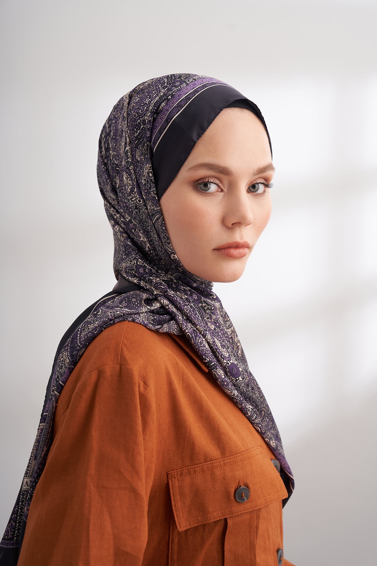 ETHNIC VUAL VINTAGE DESEN ŞAL - MORCİVERT
