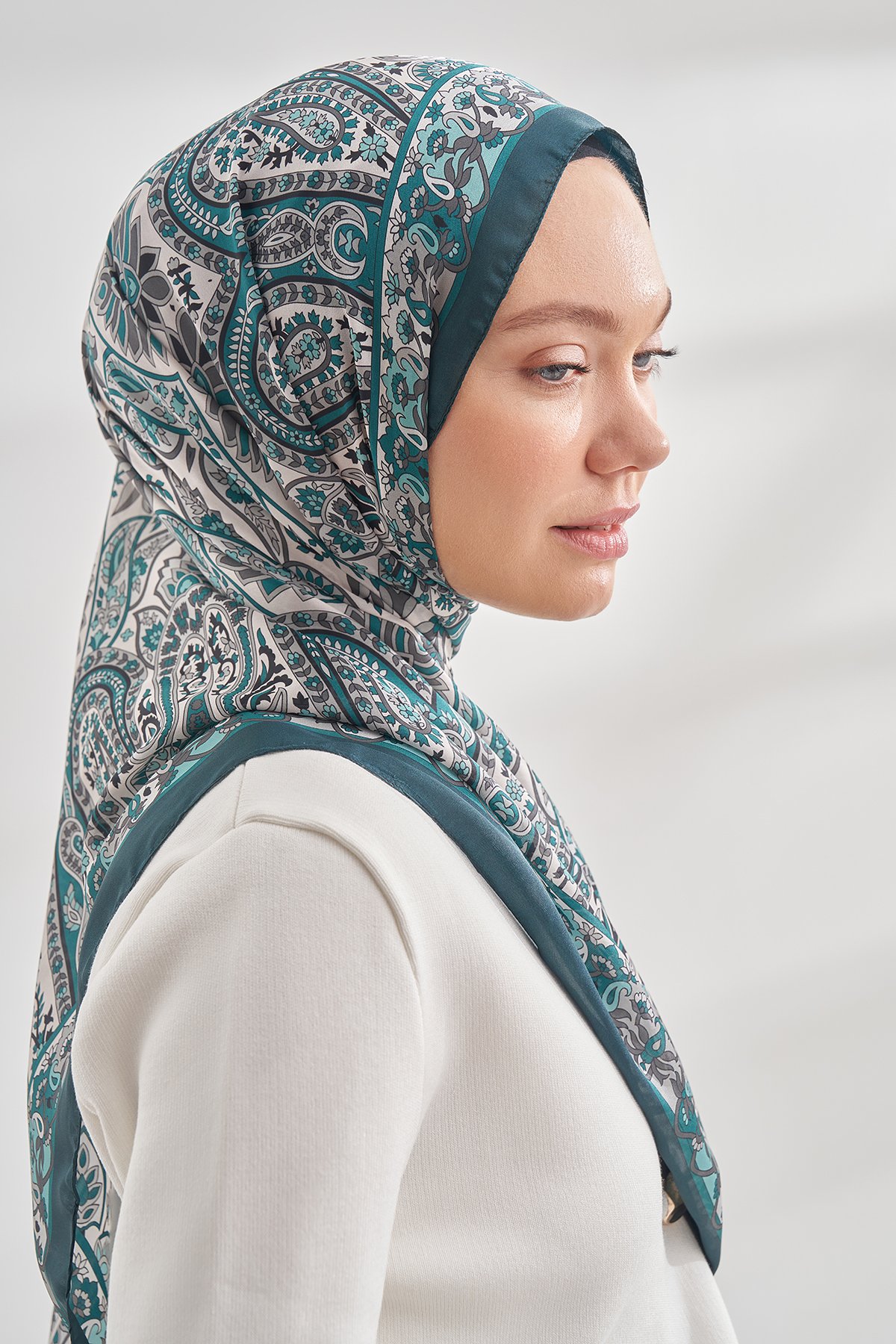 ETRO VUAL PASHMINA DESEN ŞAL - PETROL YEŞİLİ