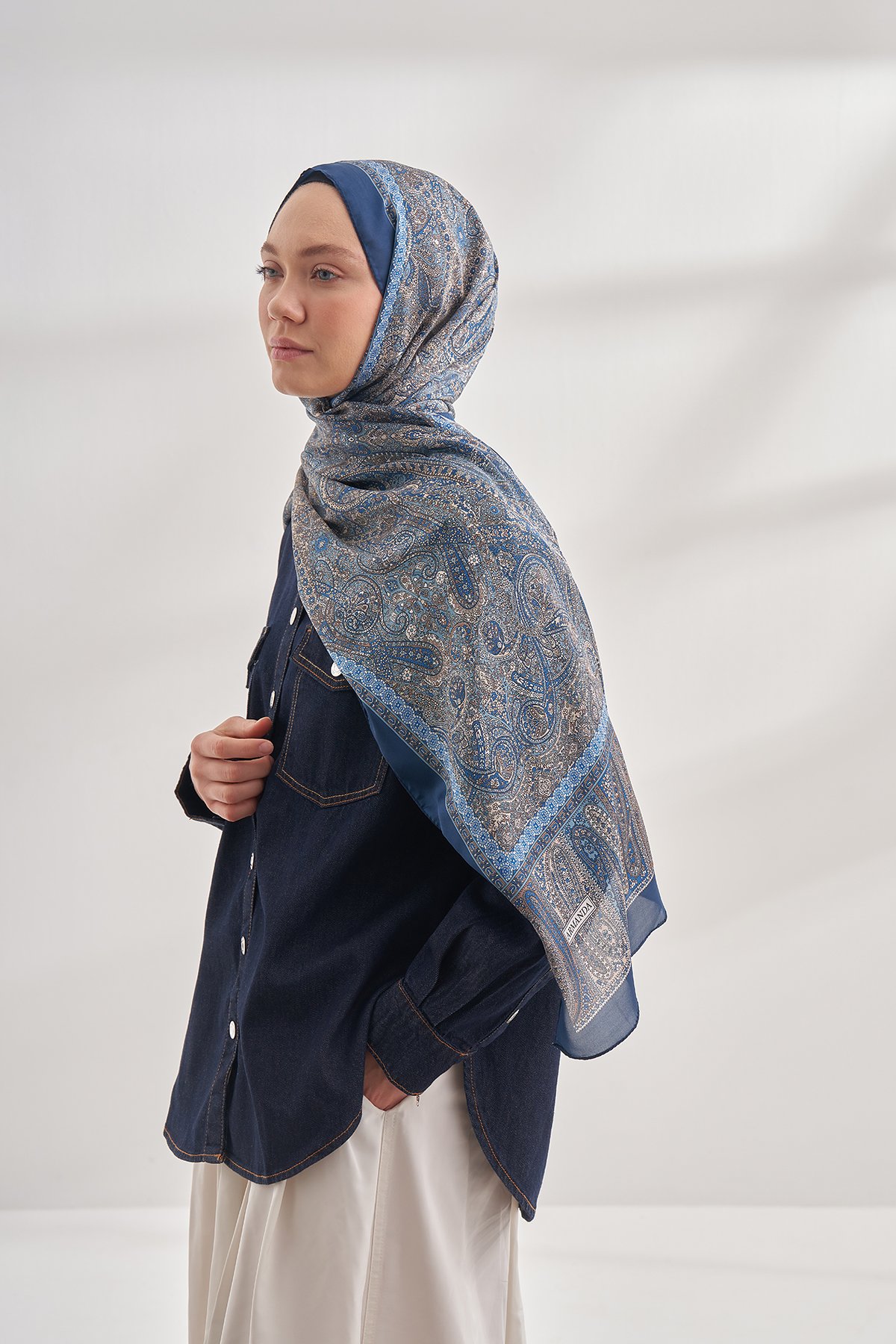 ETRO VUAL VINTAGE DESEN ŞAL - LACİVERT