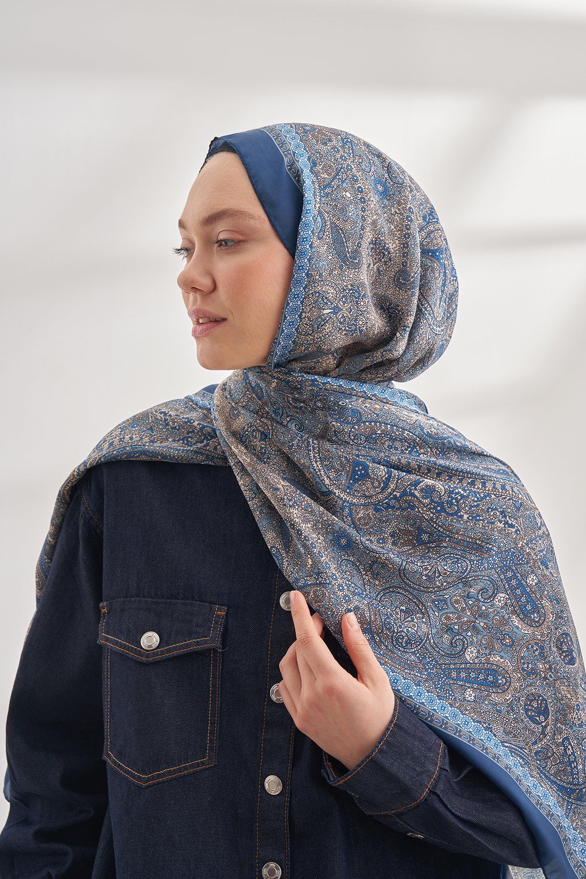 ETRO VUAL VINTAGE DESEN ŞAL - LACİVERT