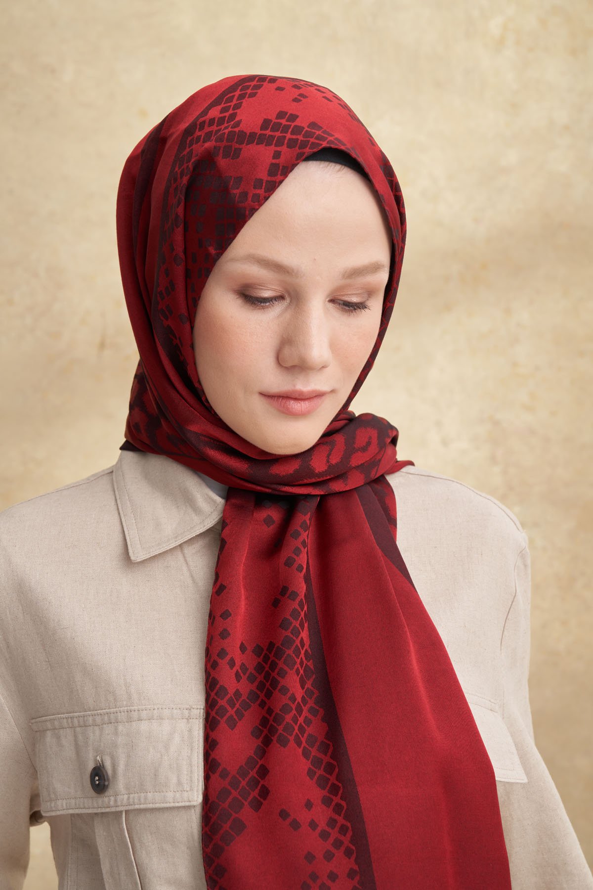 FIORI JAKAR LEOPAR MIX DESEN ŞAL - BORDO