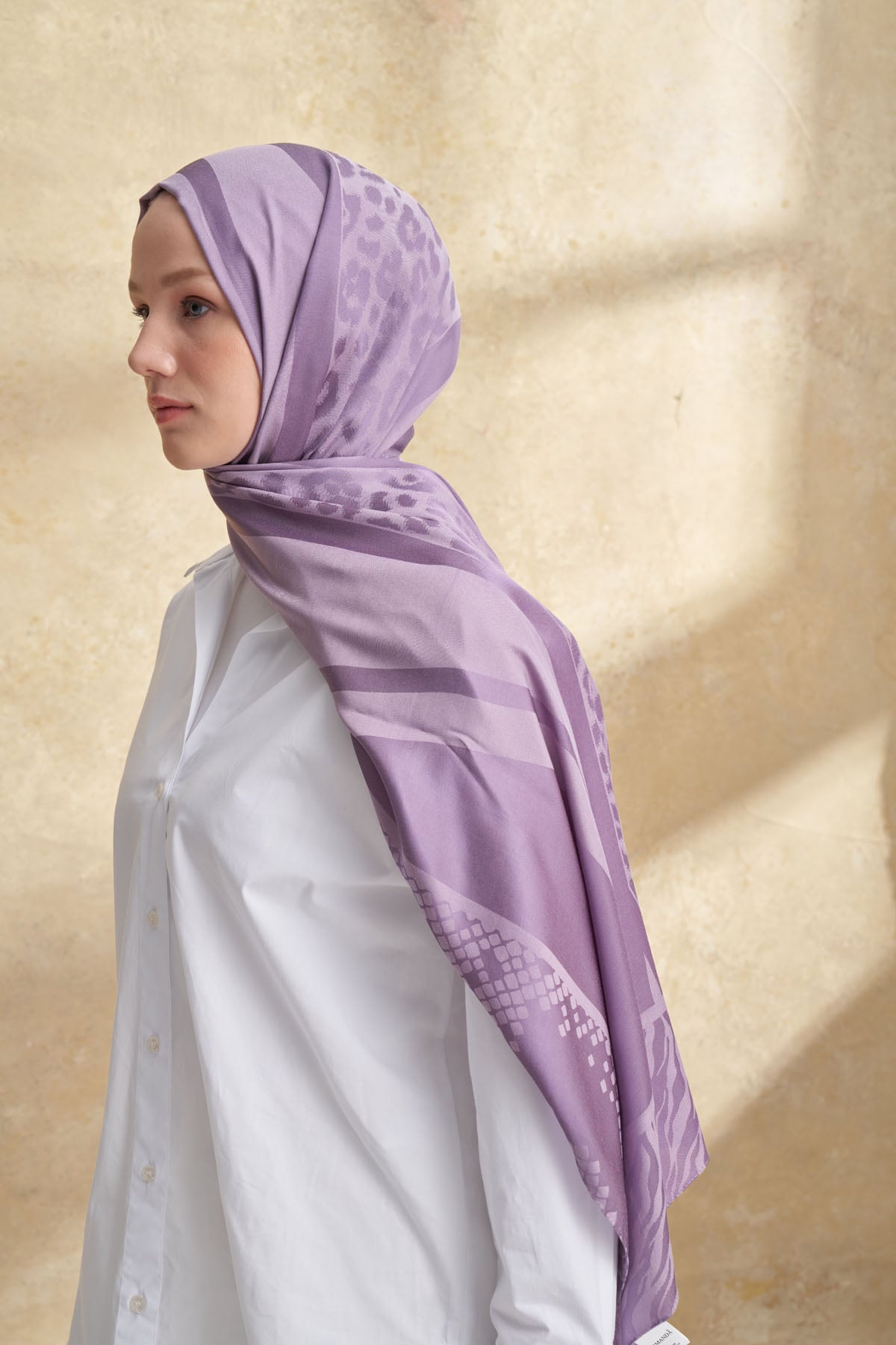 FIORI JAKAR LEOPAR MIX DESEN ŞAL - LEYLAK