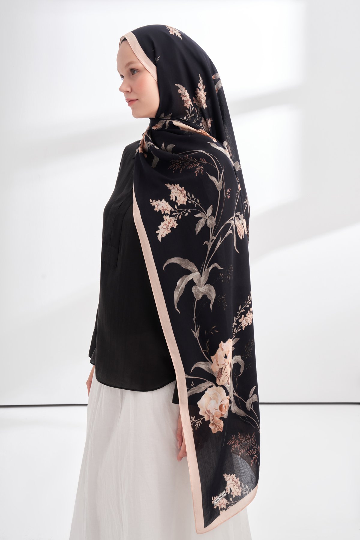 FLORAL ARCHIVE AVELINE DESEN ŞAL - BEJ - SİYAH