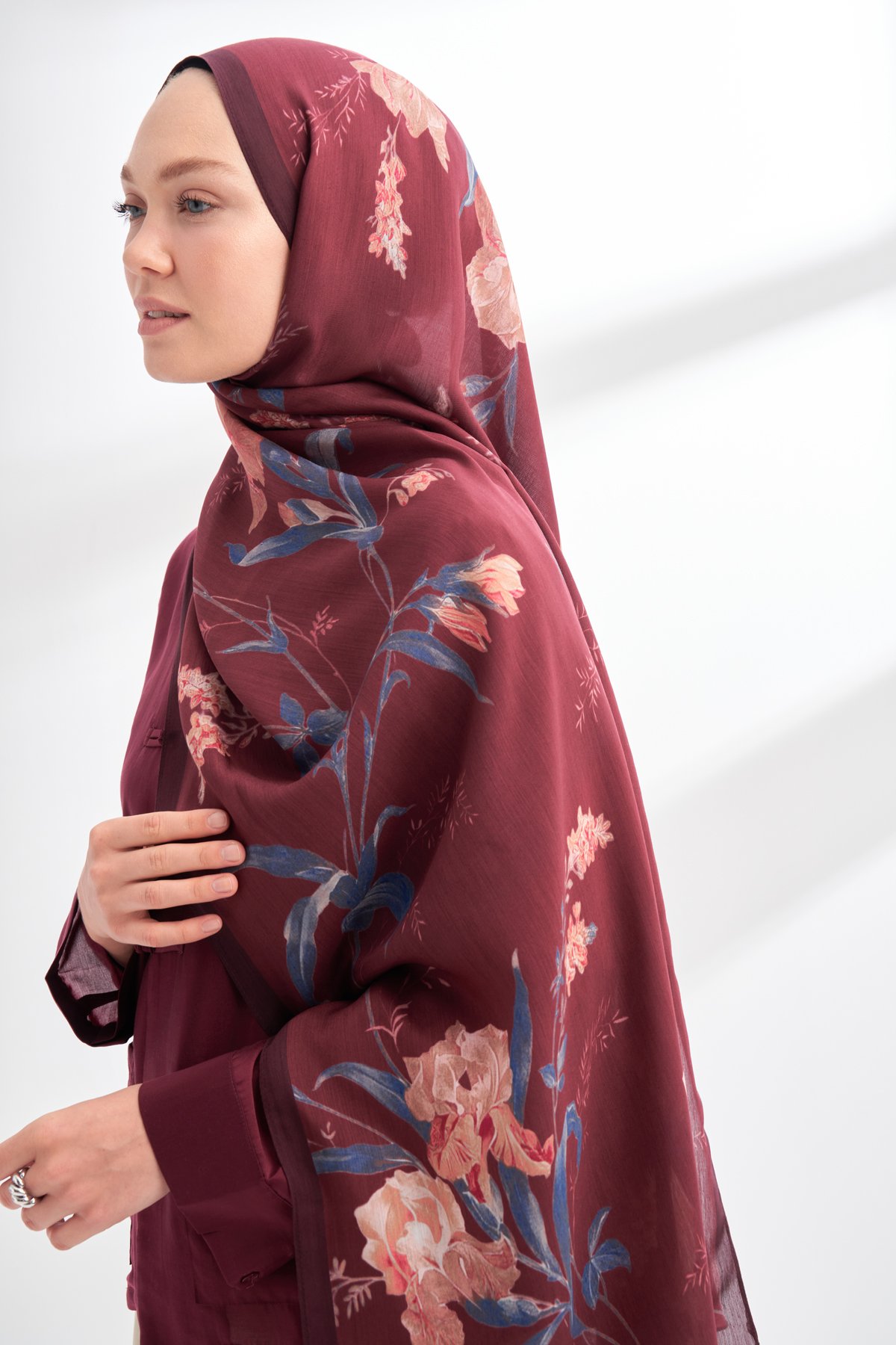 FLORAL ARCHIVE AVELINE DESEN ŞAL - BORDO