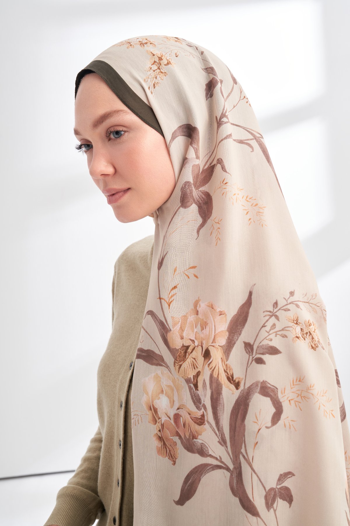 FLORAL ARCHIVE AVELINE DESEN ŞAL - HAKİ - BEJ