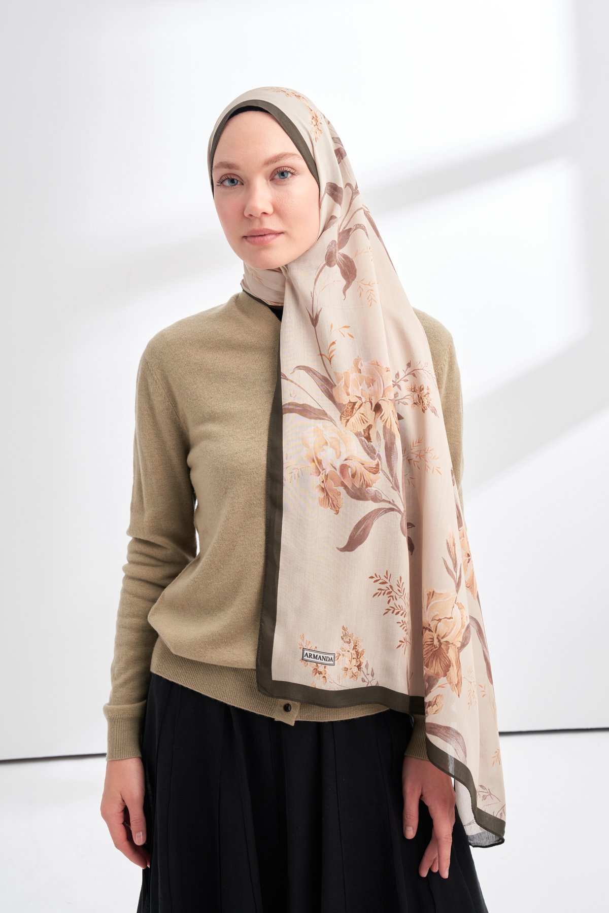 FLORAL ARCHIVE AVELINE DESEN ŞAL - HAKİ - BEJ