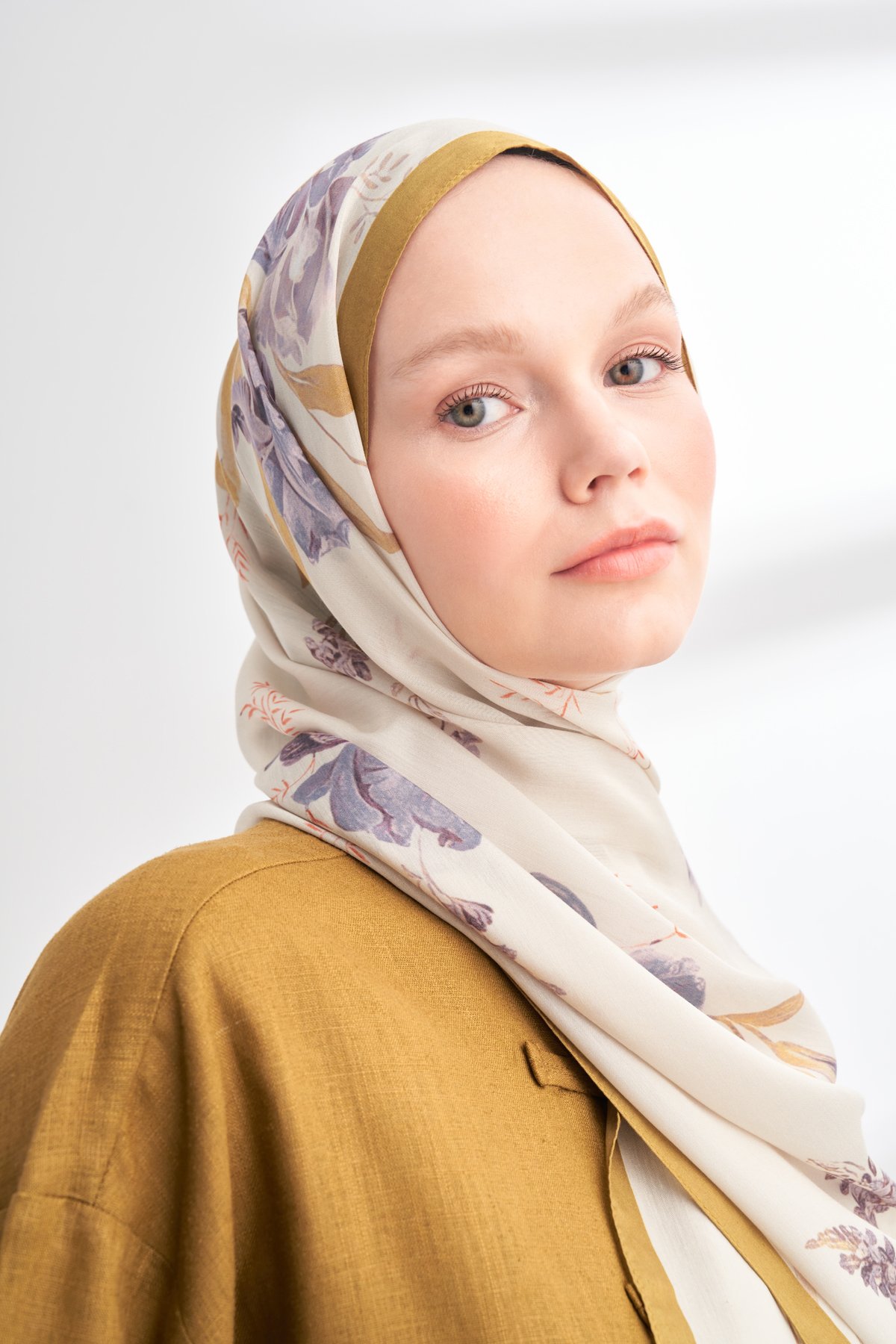 FLORAL ARCHIVE AVELINE DESEN ŞAL - KOYU YAĞ YEŞİLİ
