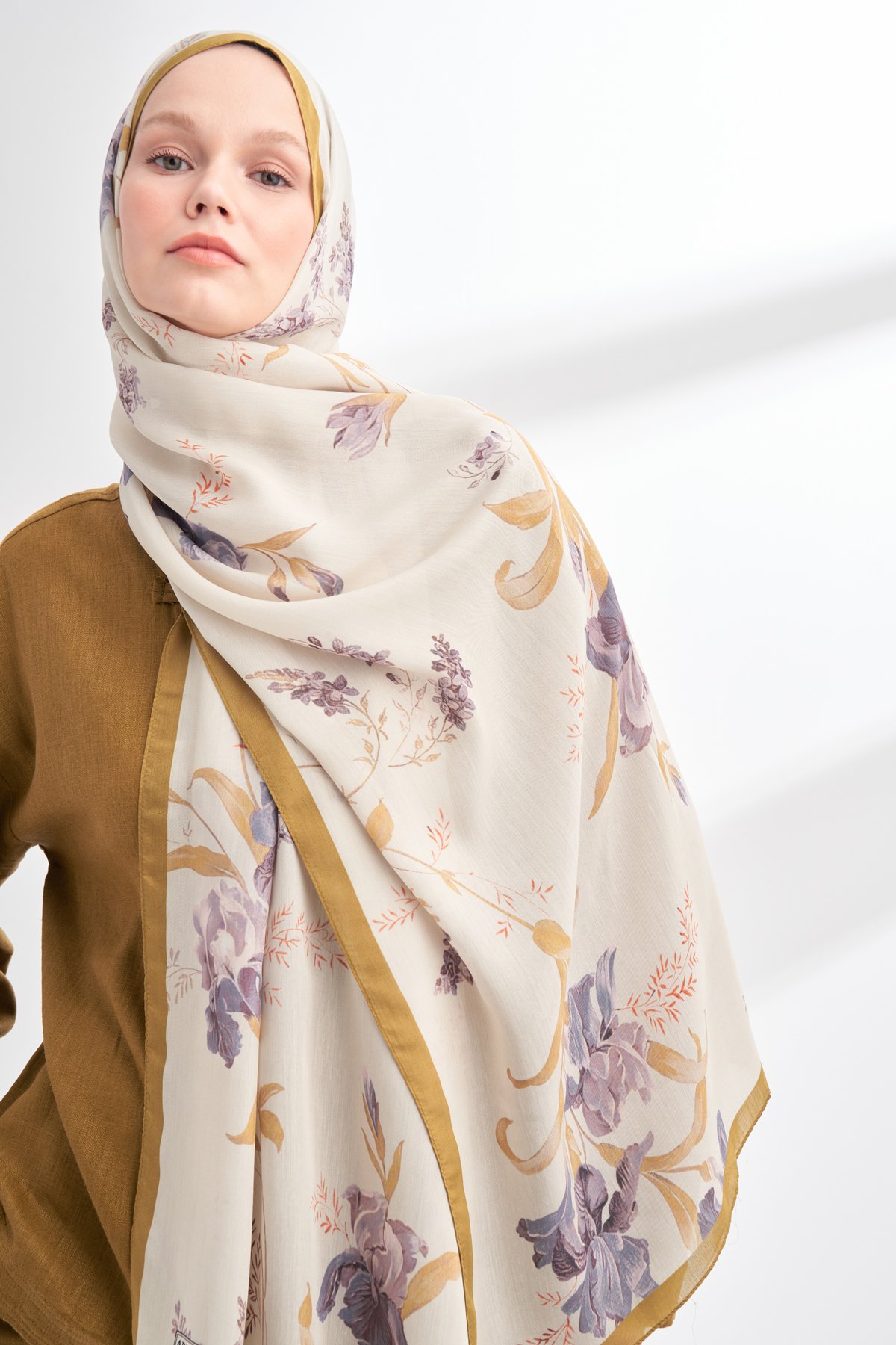 FLORAL ARCHIVE AVELINE DESEN ŞAL - KOYU YAĞ YEŞİLİ