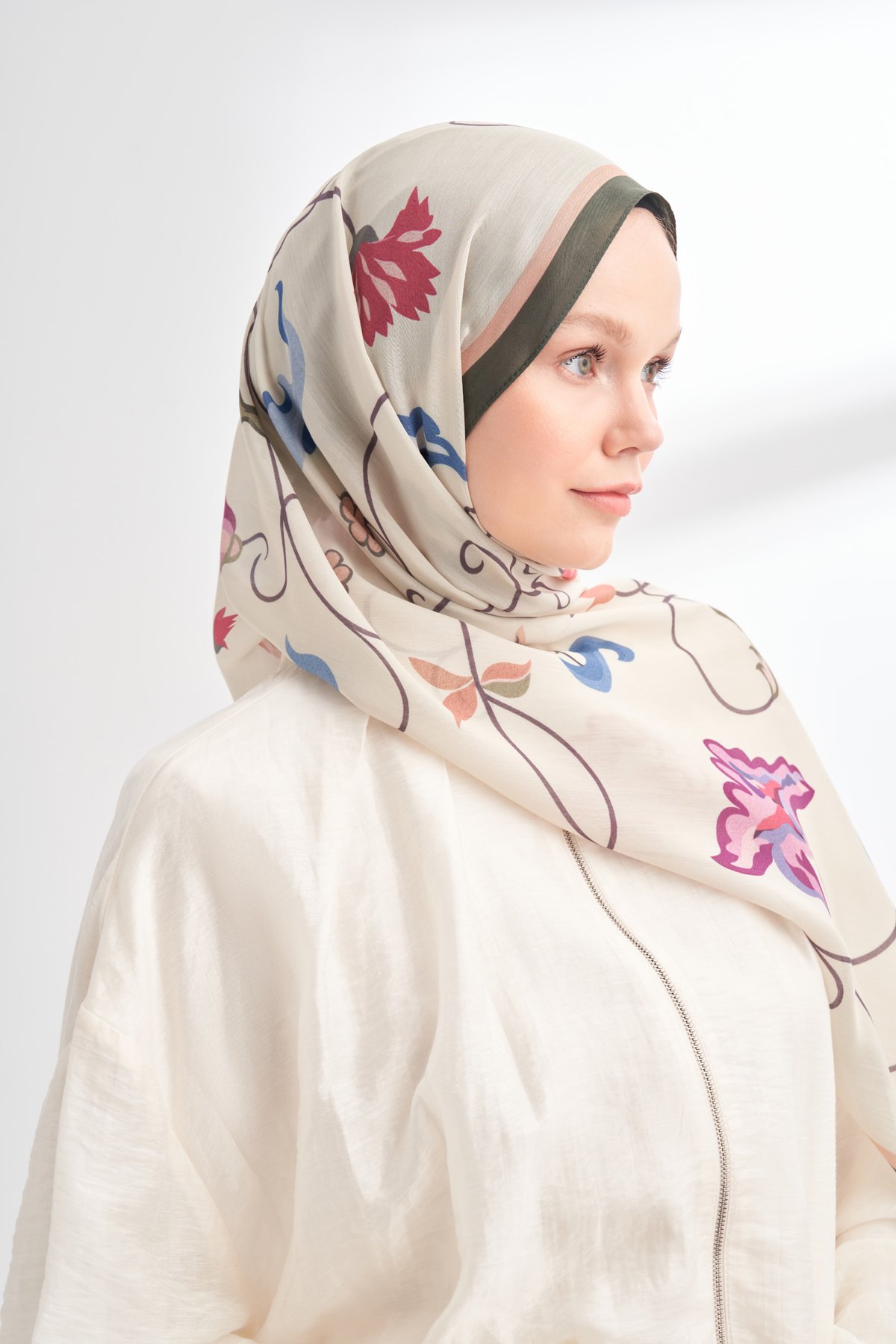 FLORAL ARCHIVE FIORA DESEN ŞAL - HAKİ - KREM