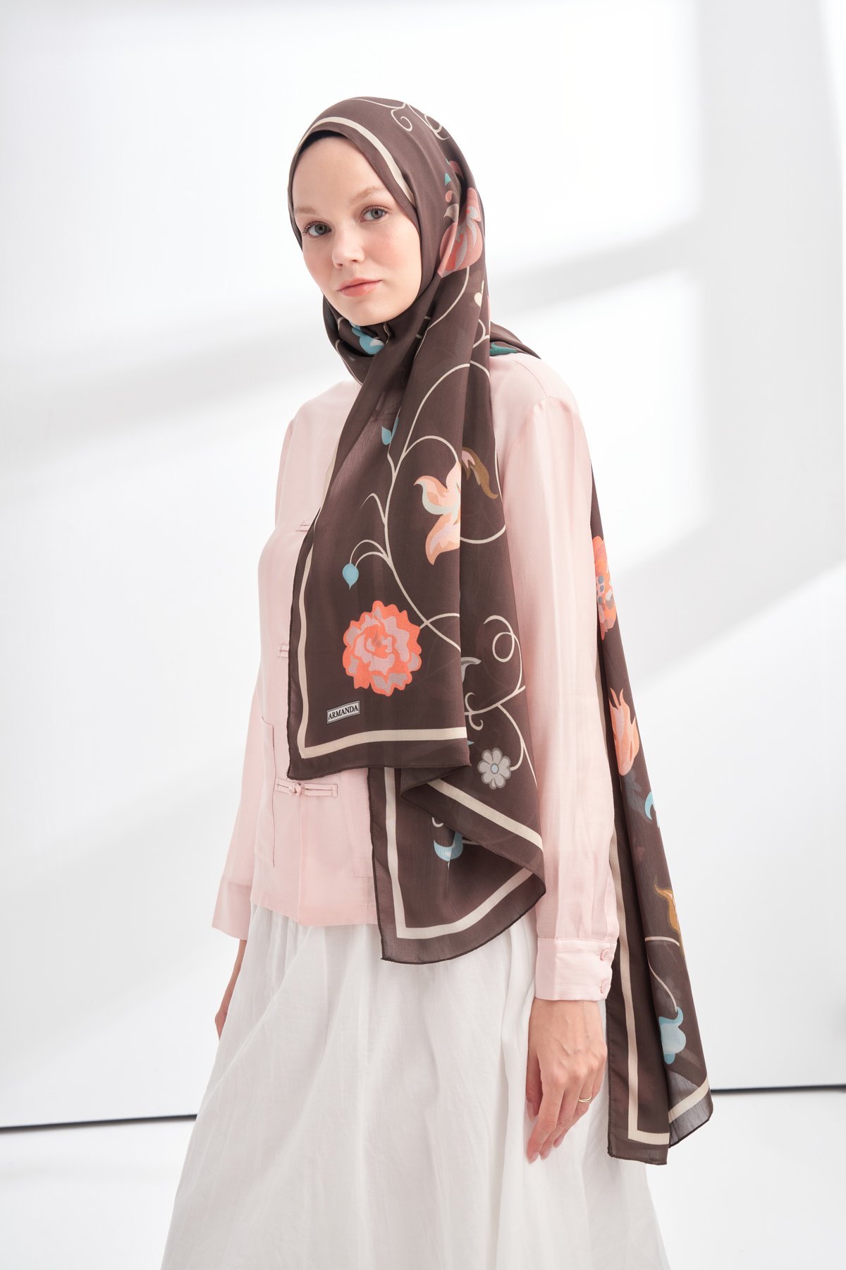 FLORAL ARCHIVE FIORA DESEN ŞAL - KAHVE - BEJ