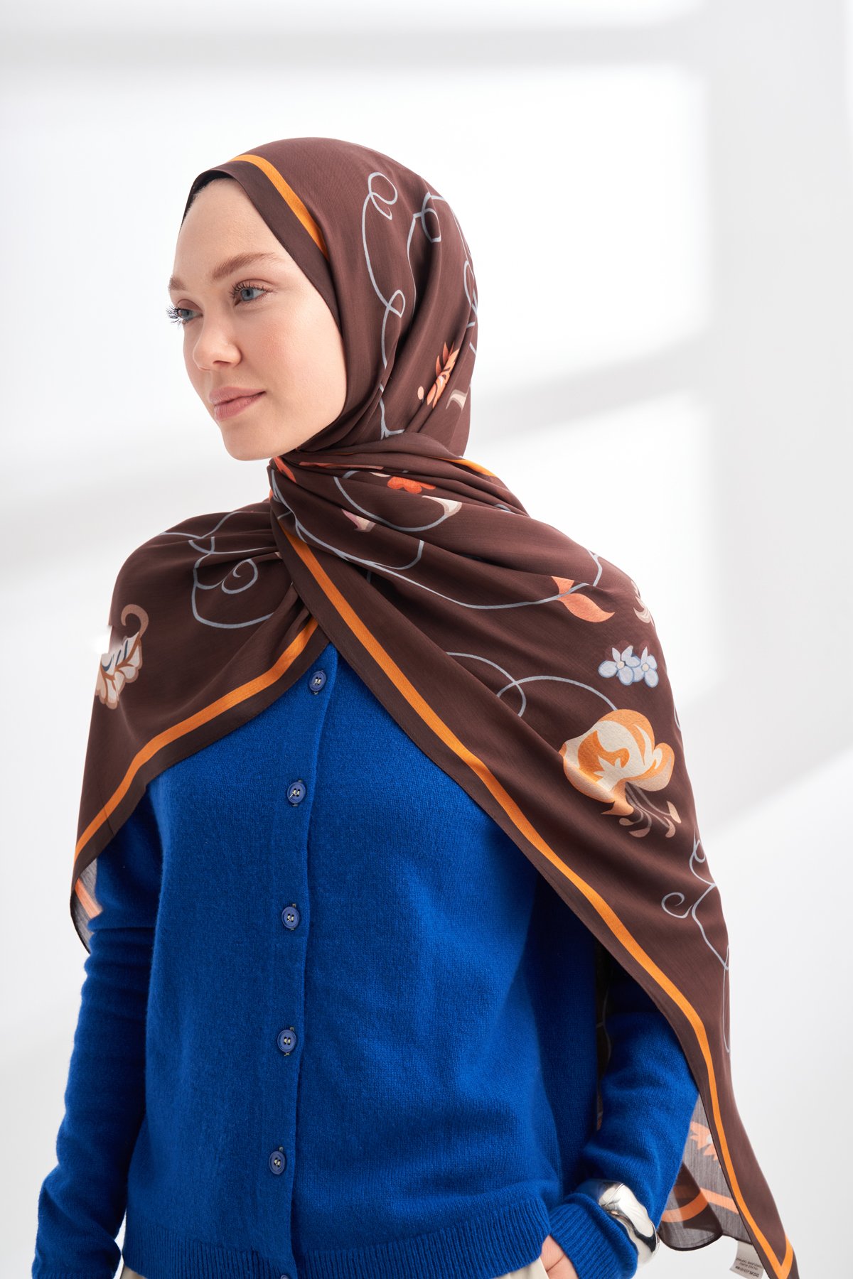 FLORAL ARCHIVE FIORA DESEN ŞAL - KAHVE - TURUNCU
