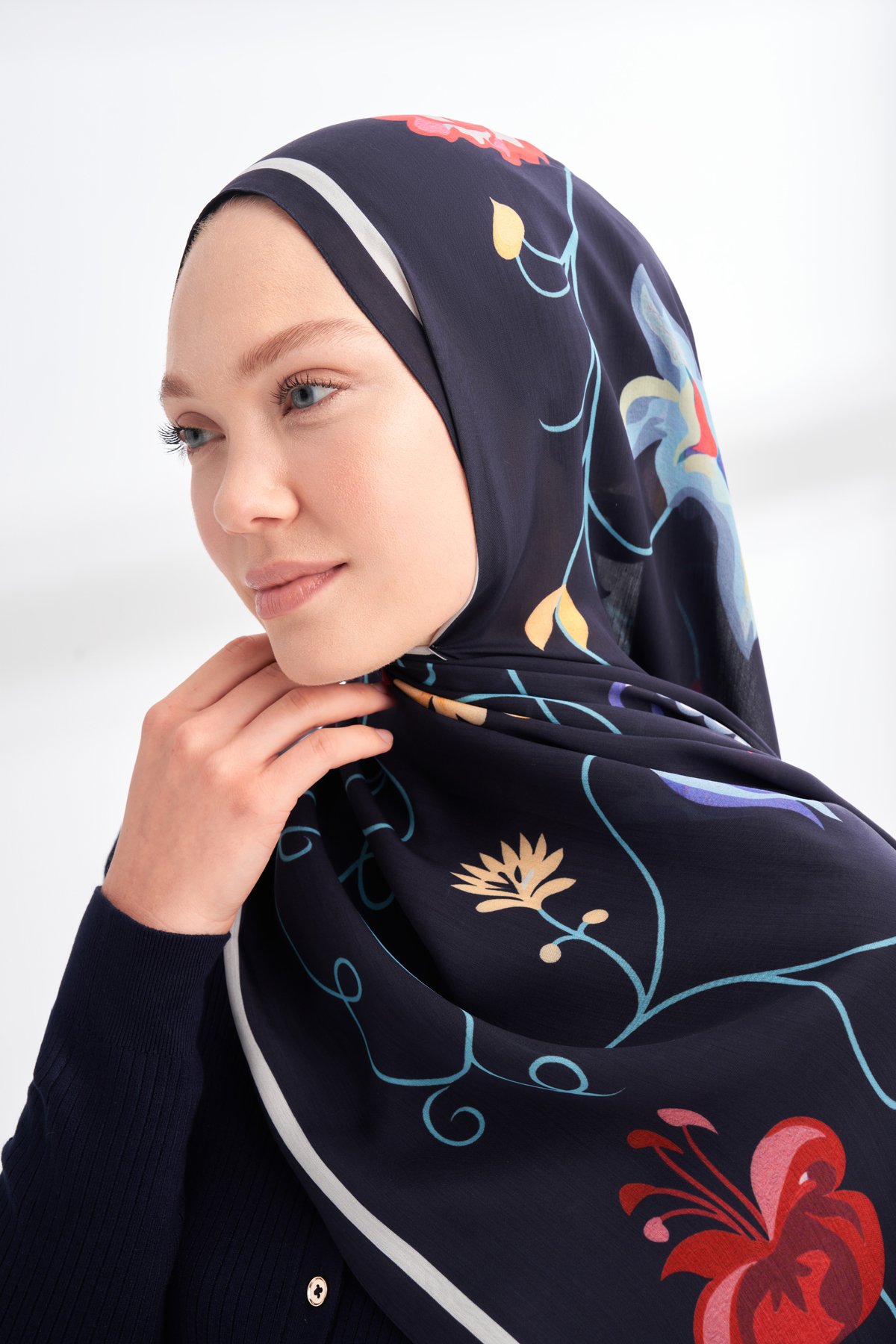 FLORAL ARCHIVE FIORA DESEN ŞAL - LACİVERT