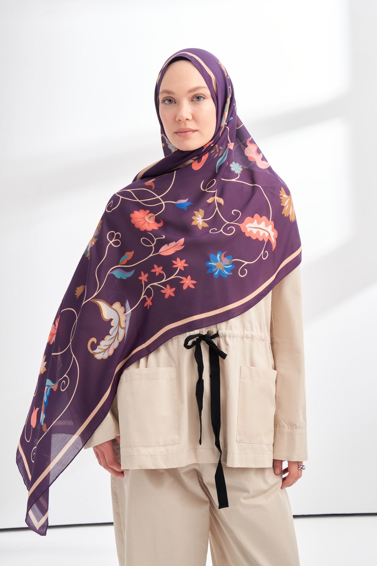 FLORAL ARCHIVE FIORA DESEN ŞAL - MOR