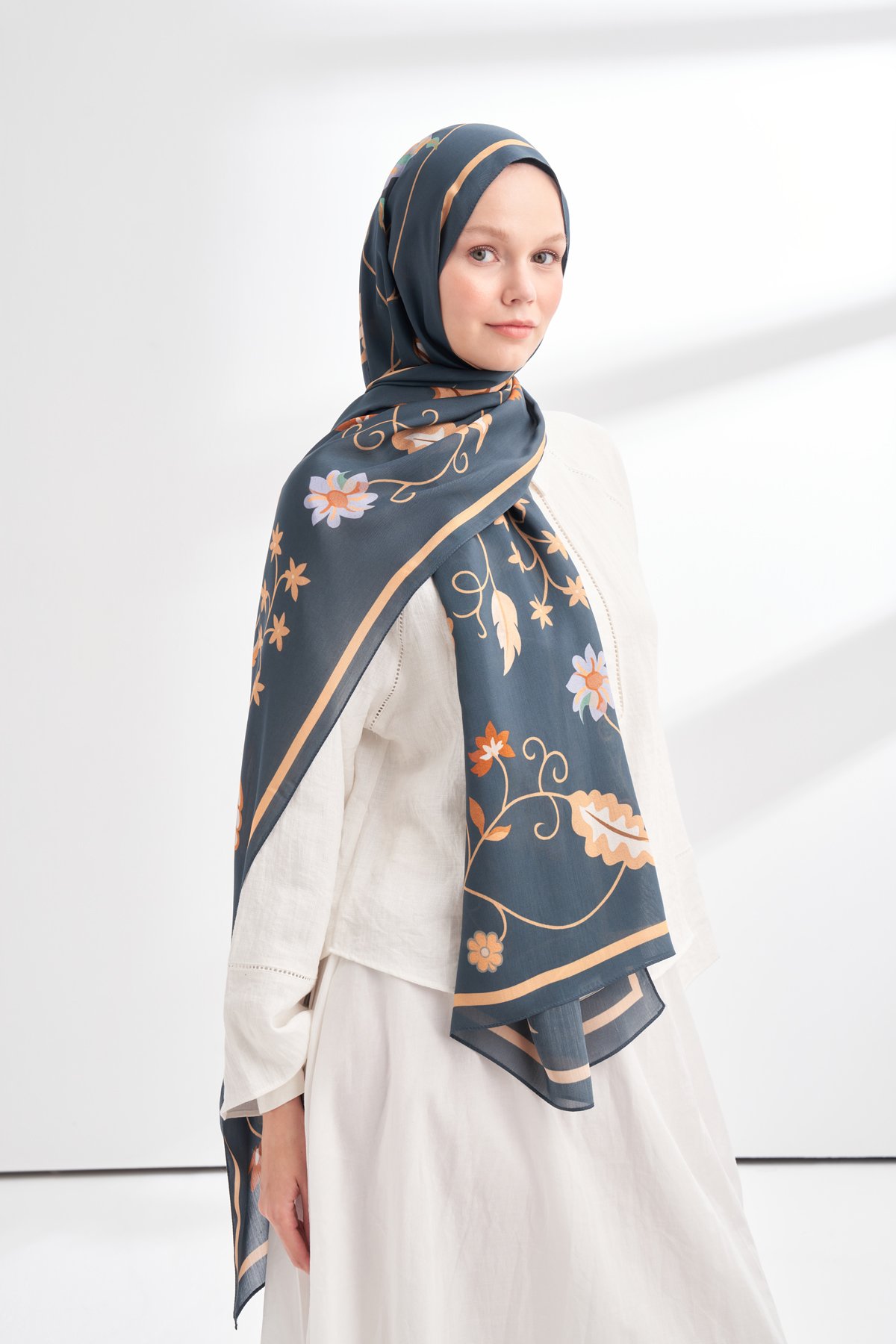 FLORAL ARCHIVE FIORA DESEN ŞAL - PETROL