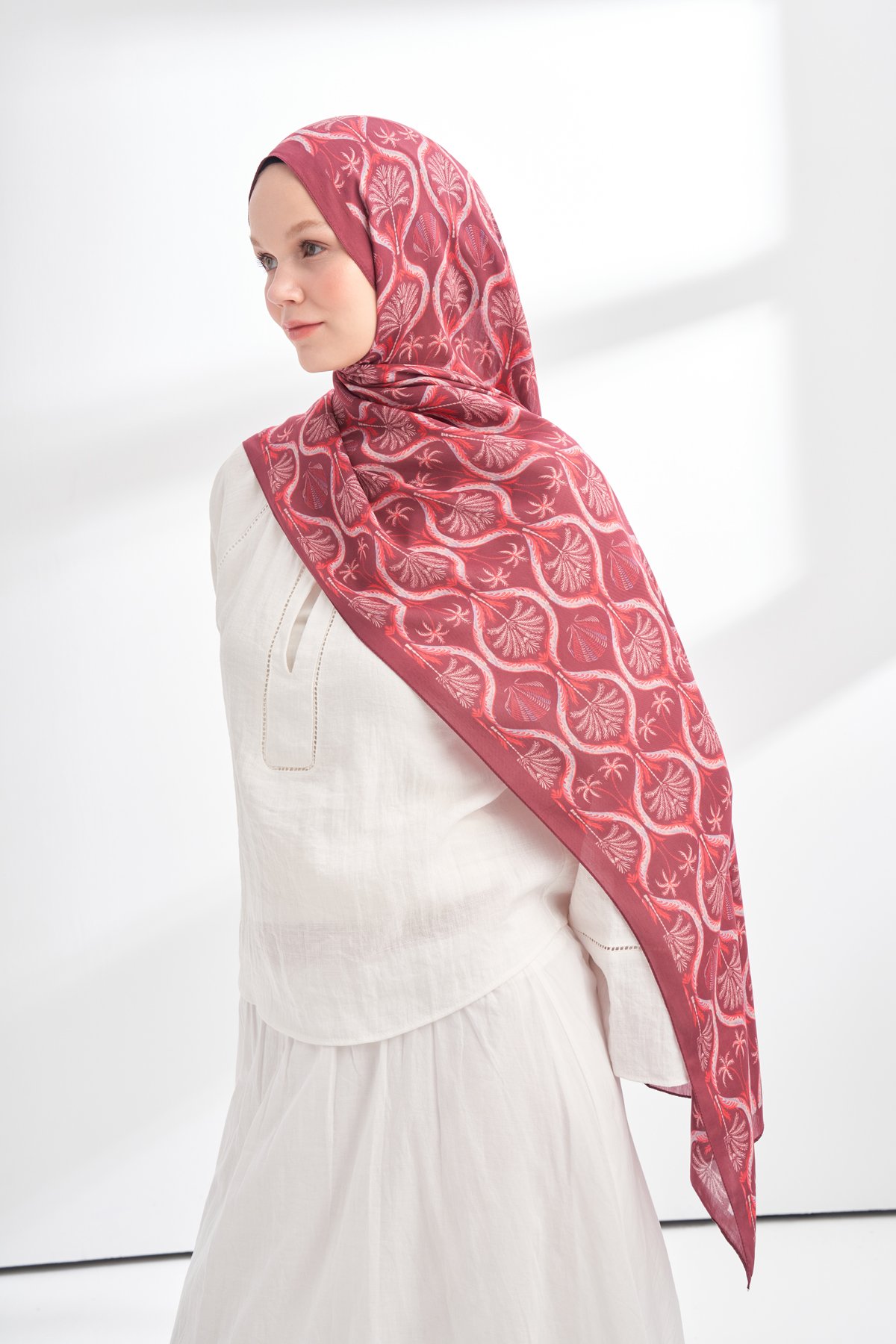 FLORAL ARCHIVE GROVE DESEN ŞAL - BORDO