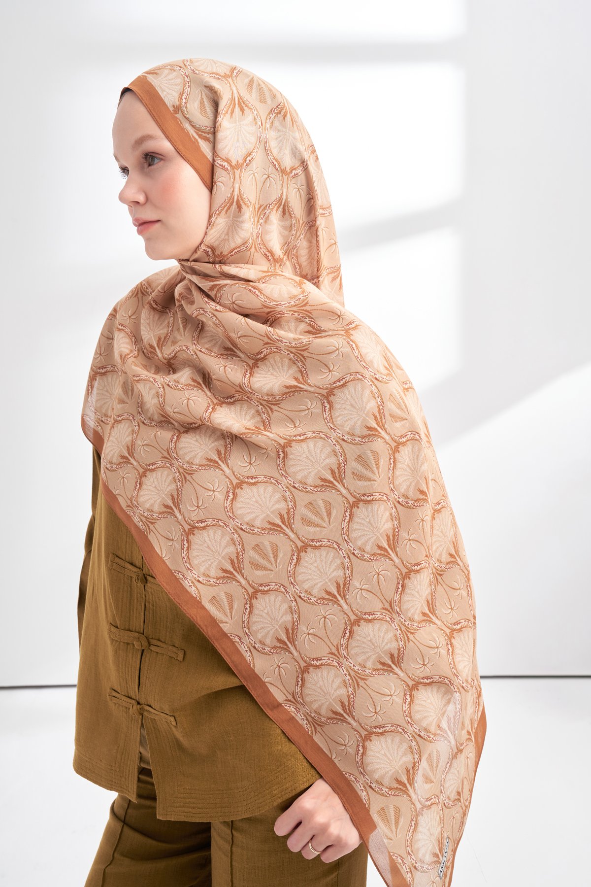 FLORAL ARCHIVE GROVE DESEN ŞAL - CAMEL - BEJ