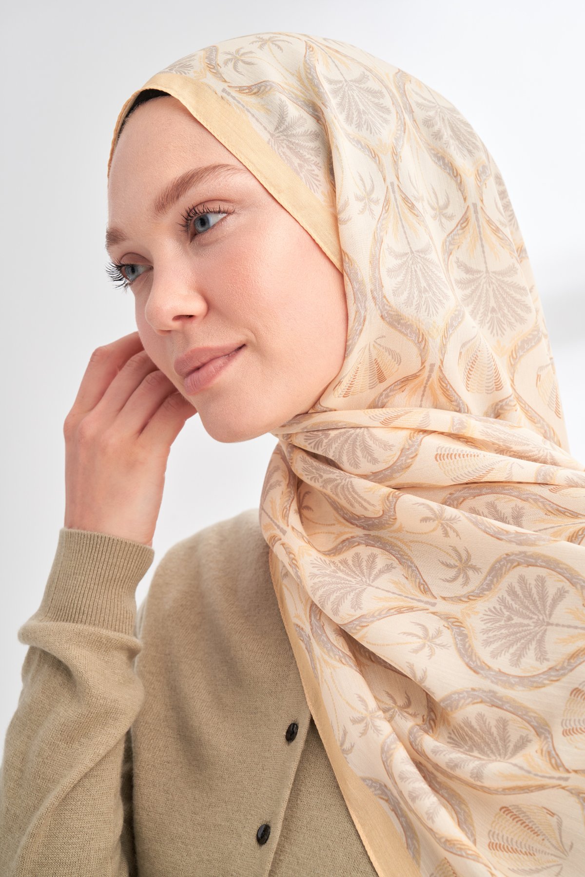 FLORAL ARCHIVE GROVE DESEN ŞAL - GOLD - KREM