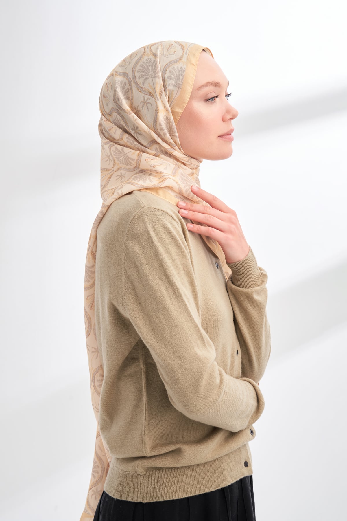 FLORAL ARCHIVE GROVE DESEN ŞAL - GOLD - KREM