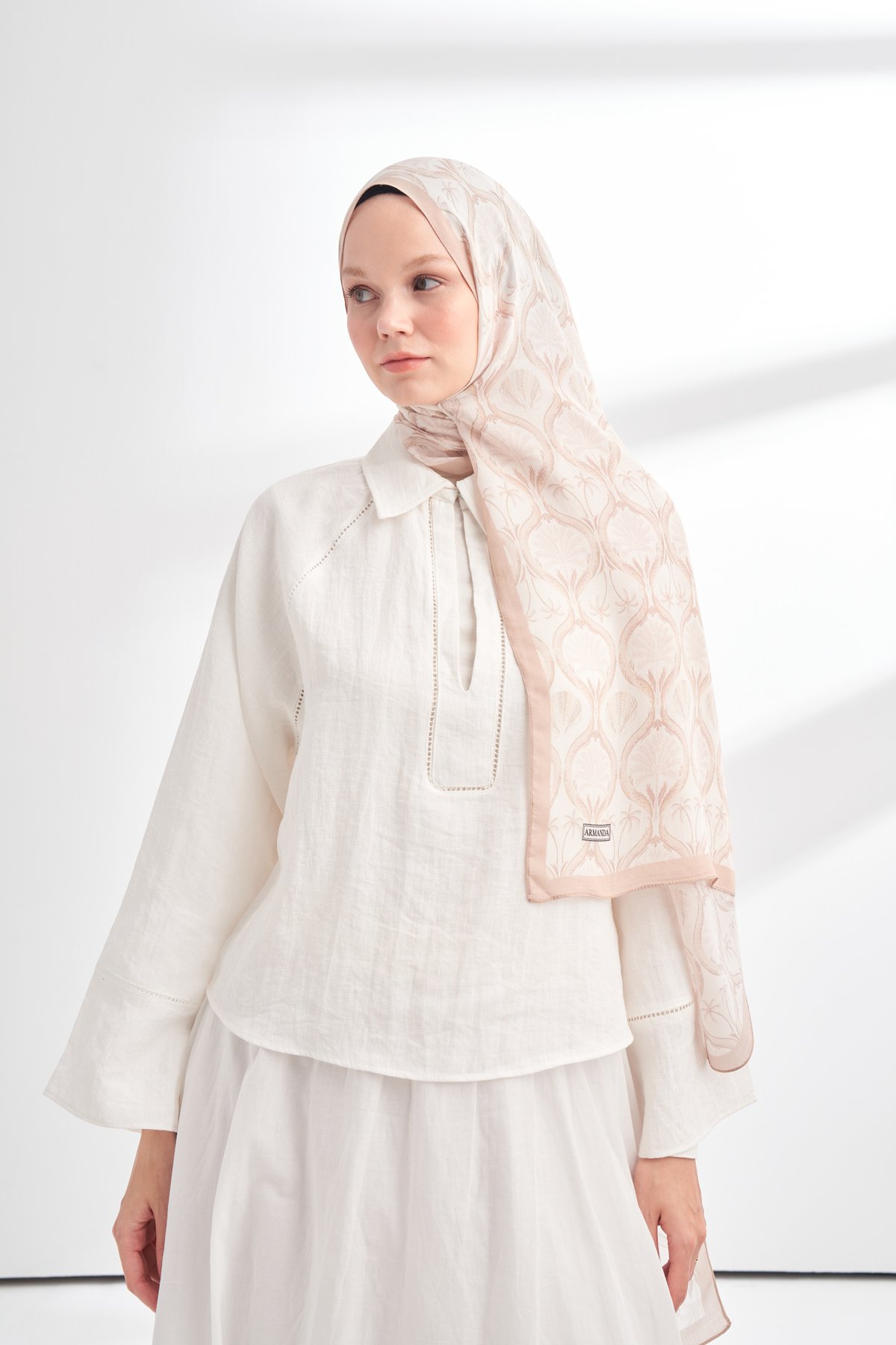FLORAL ARCHIVE GROVE DESEN ŞAL - LATTE