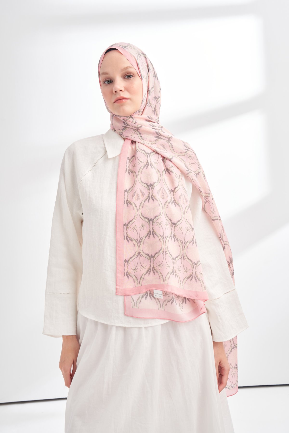 FLORAL ARCHIVE GROVE DESEN ŞAL - PUDRA - GRİ