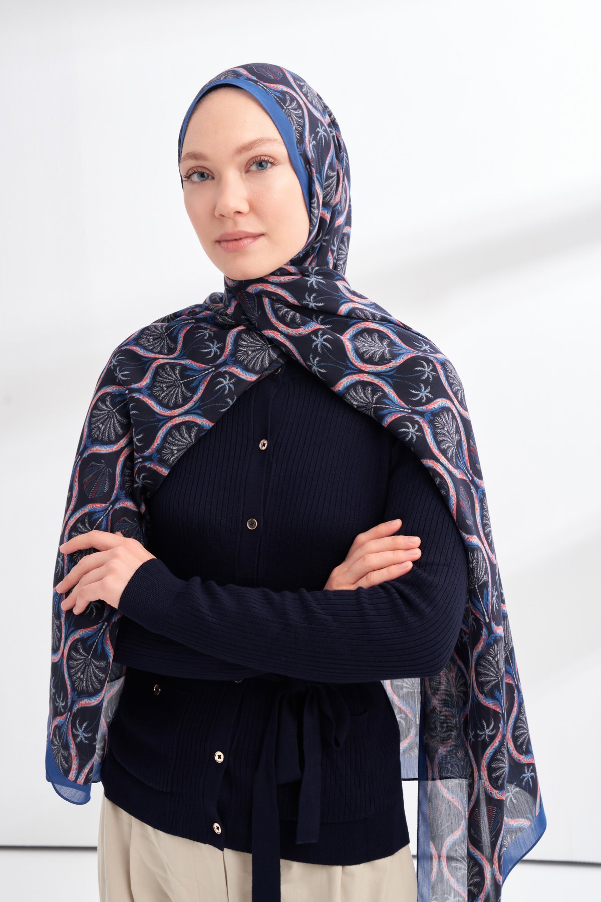 FLORAL ARCHIVE GROVE DESEN ŞAL - SAKS  - LACİVERT
