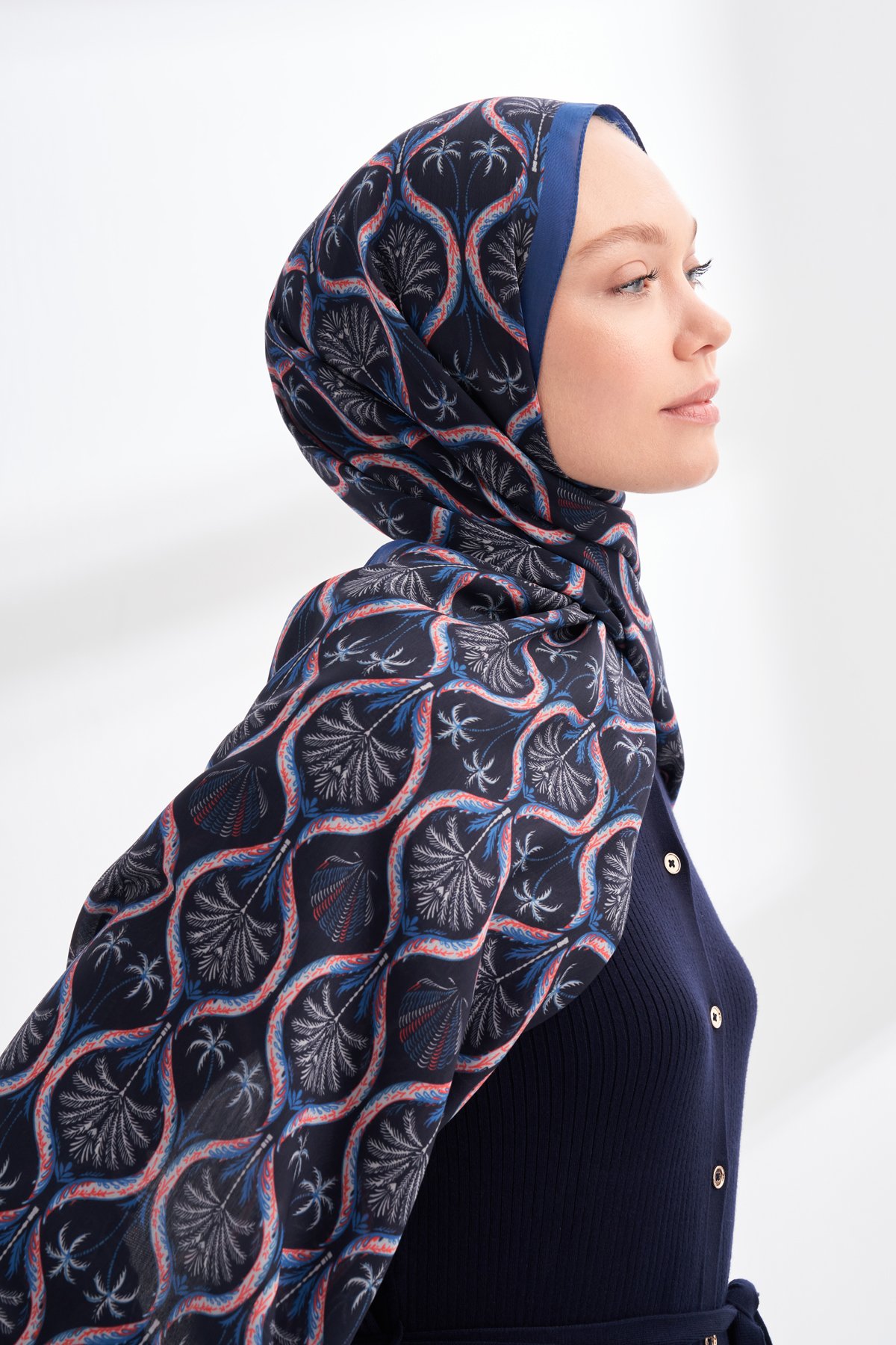 FLORAL ARCHIVE GROVE DESEN ŞAL - SAKS  - LACİVERT