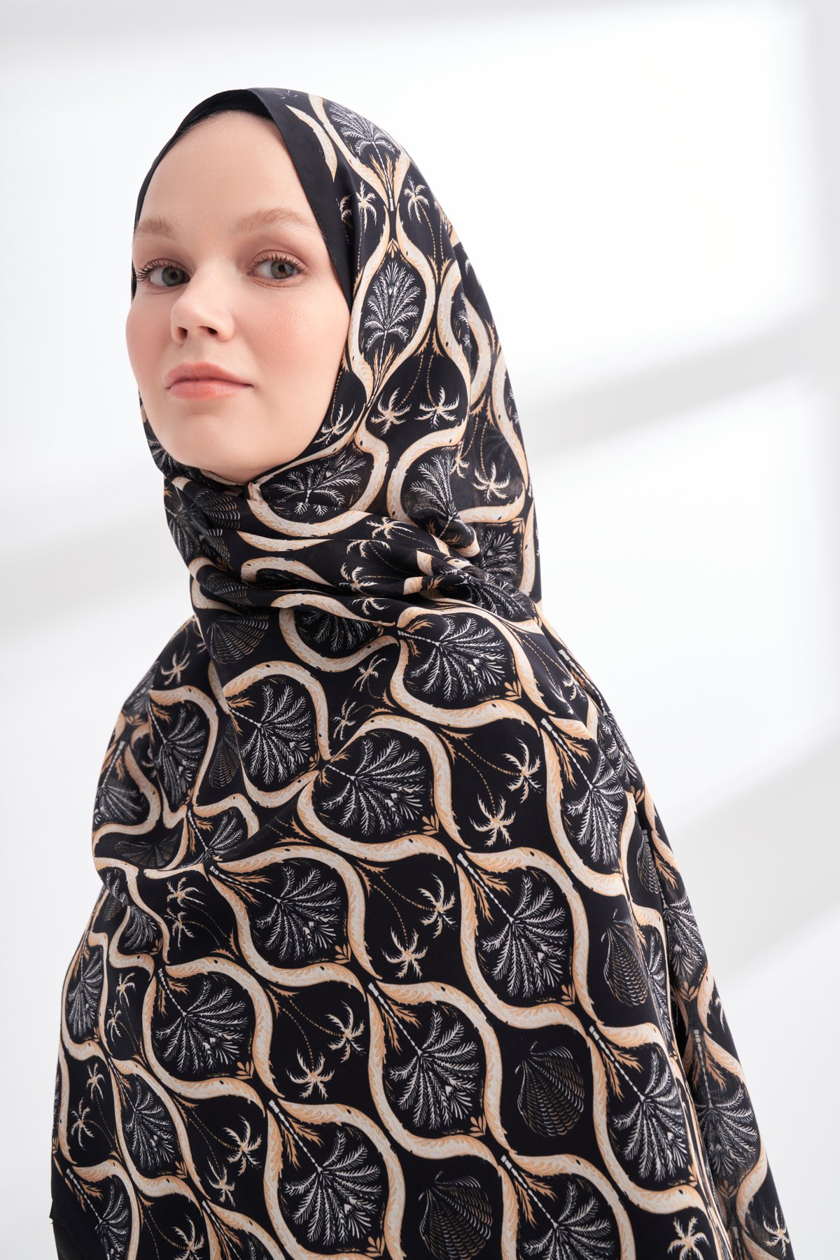 FLORAL ARCHIVE GROVE DESEN ŞAL - SİYAH - CAMEL