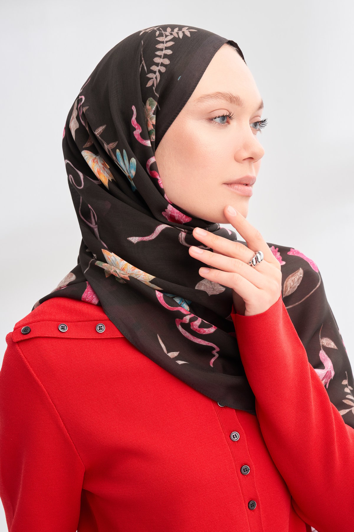 FLORAL ARCHIVE LAVINIA DESEN ŞAL - ACI KAHVE