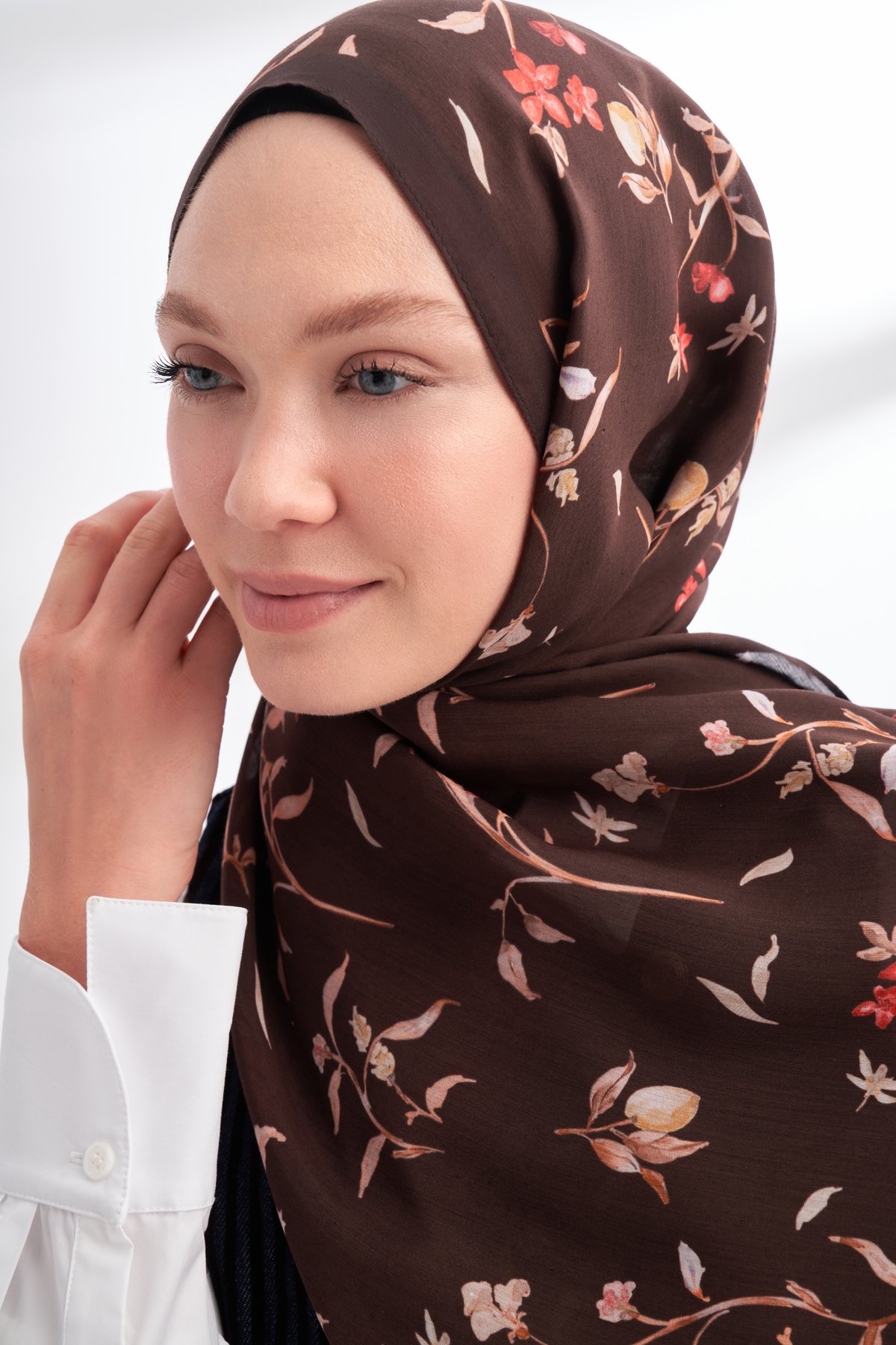 FLORAL ARCHIVE MIRELLE DESEN ŞAL - ACI KAHVE