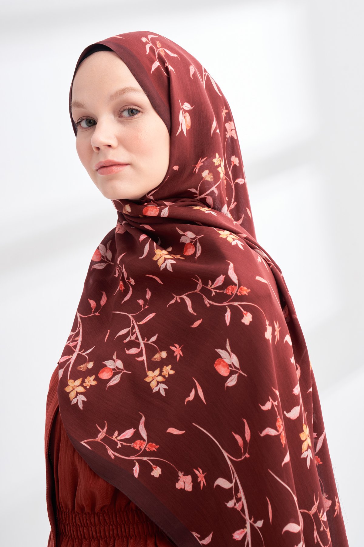FLORAL ARCHIVE MIRELLE DESEN ŞAL - BORDO