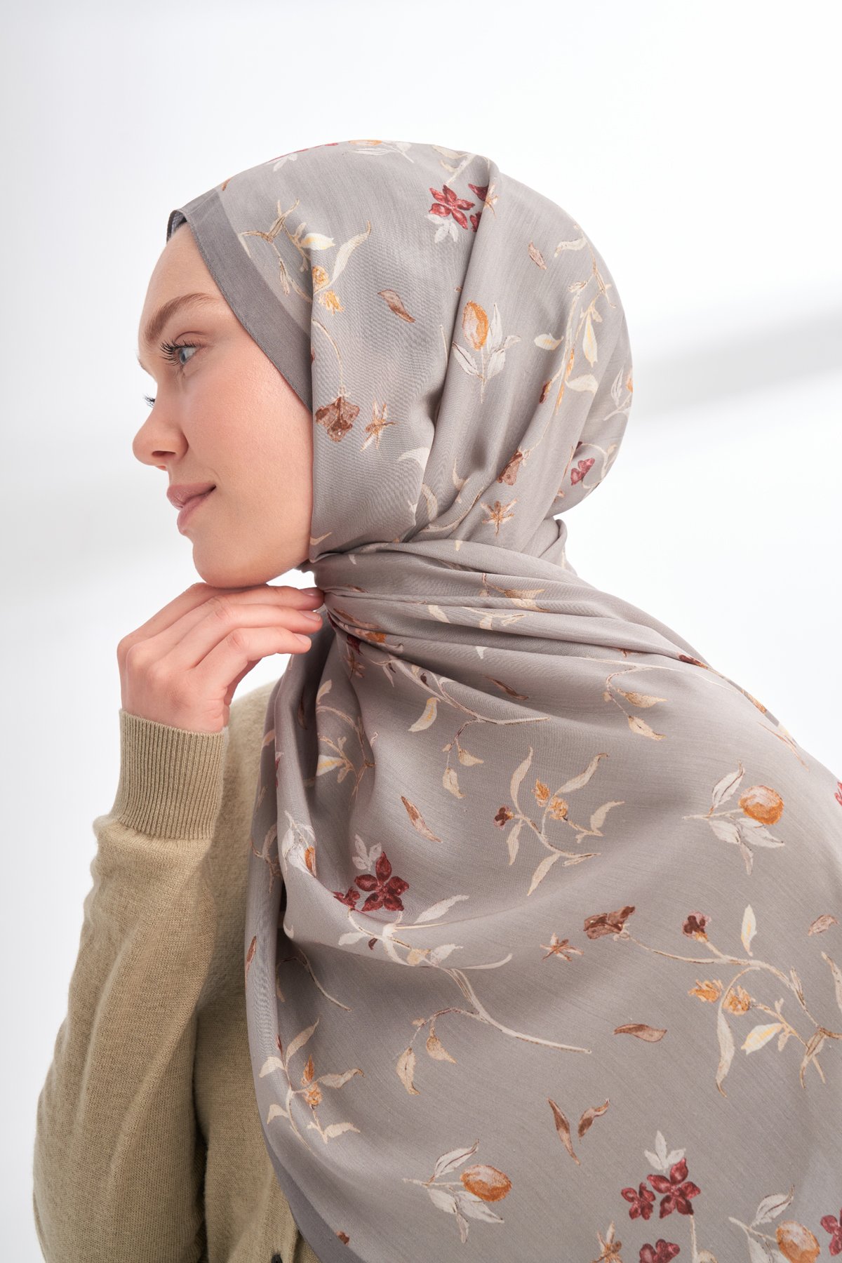 FLORAL ARCHIVE MIRELLE DESEN ŞAL - BORDO - GRİ 