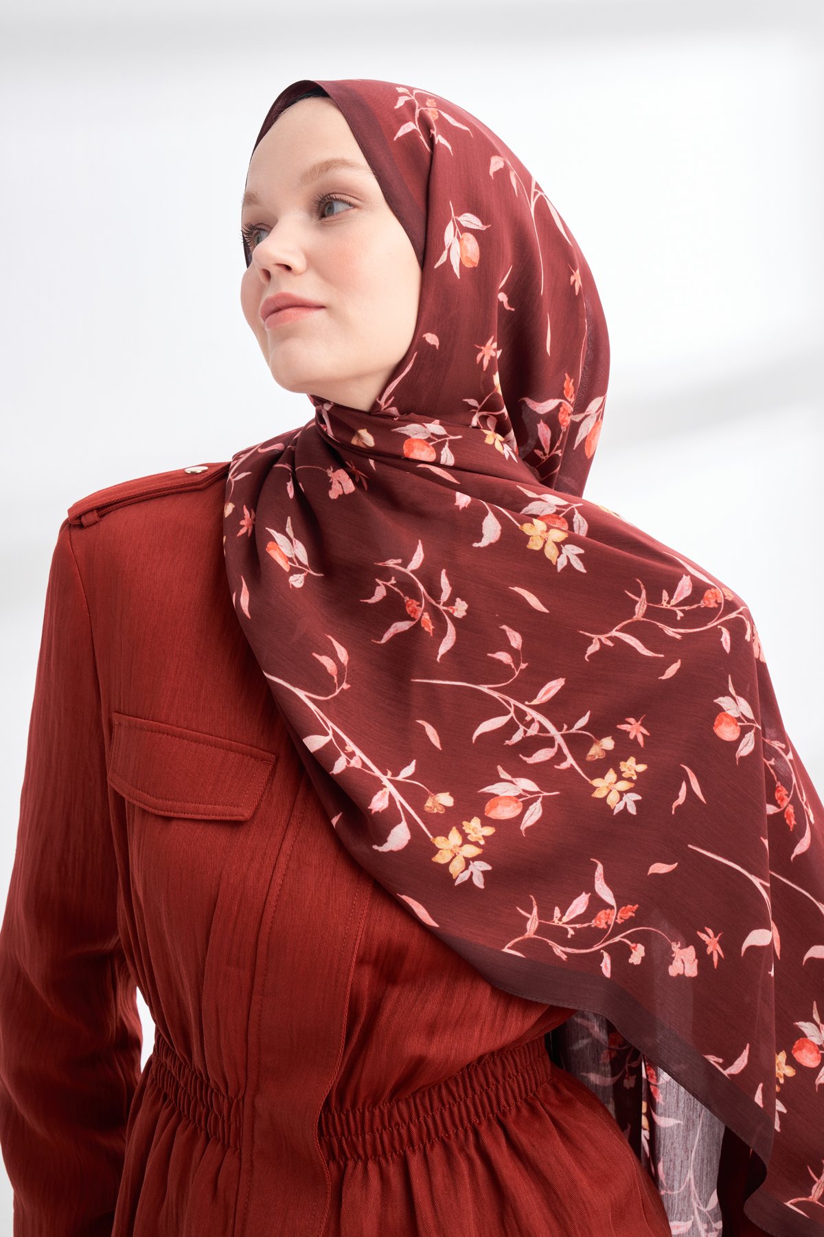 FLORAL ARCHIVE MIRELLE DESEN ŞAL - BORDO