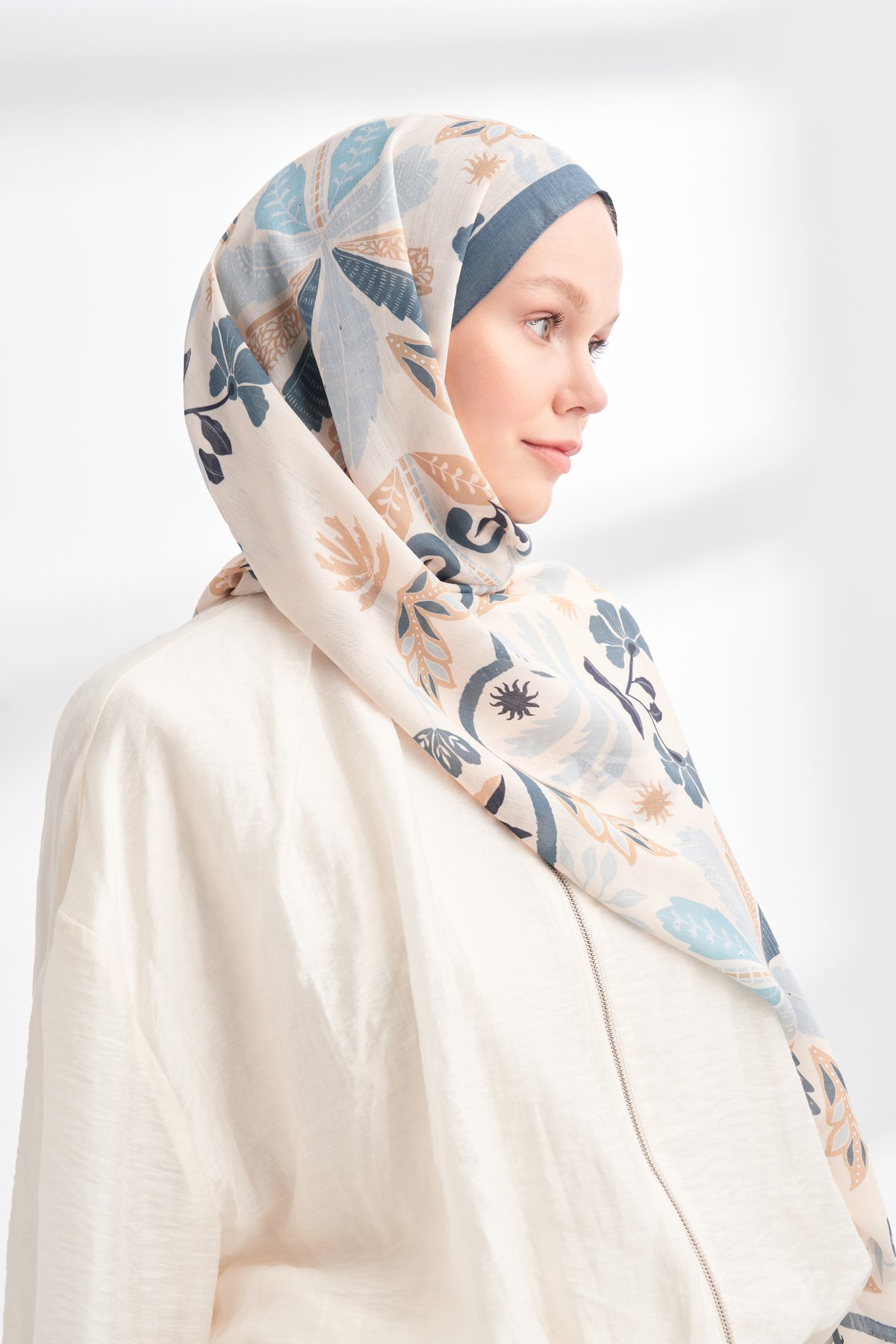 FLORAL ARCHIVE PALMERA DESEN ŞAL - İNDİGO