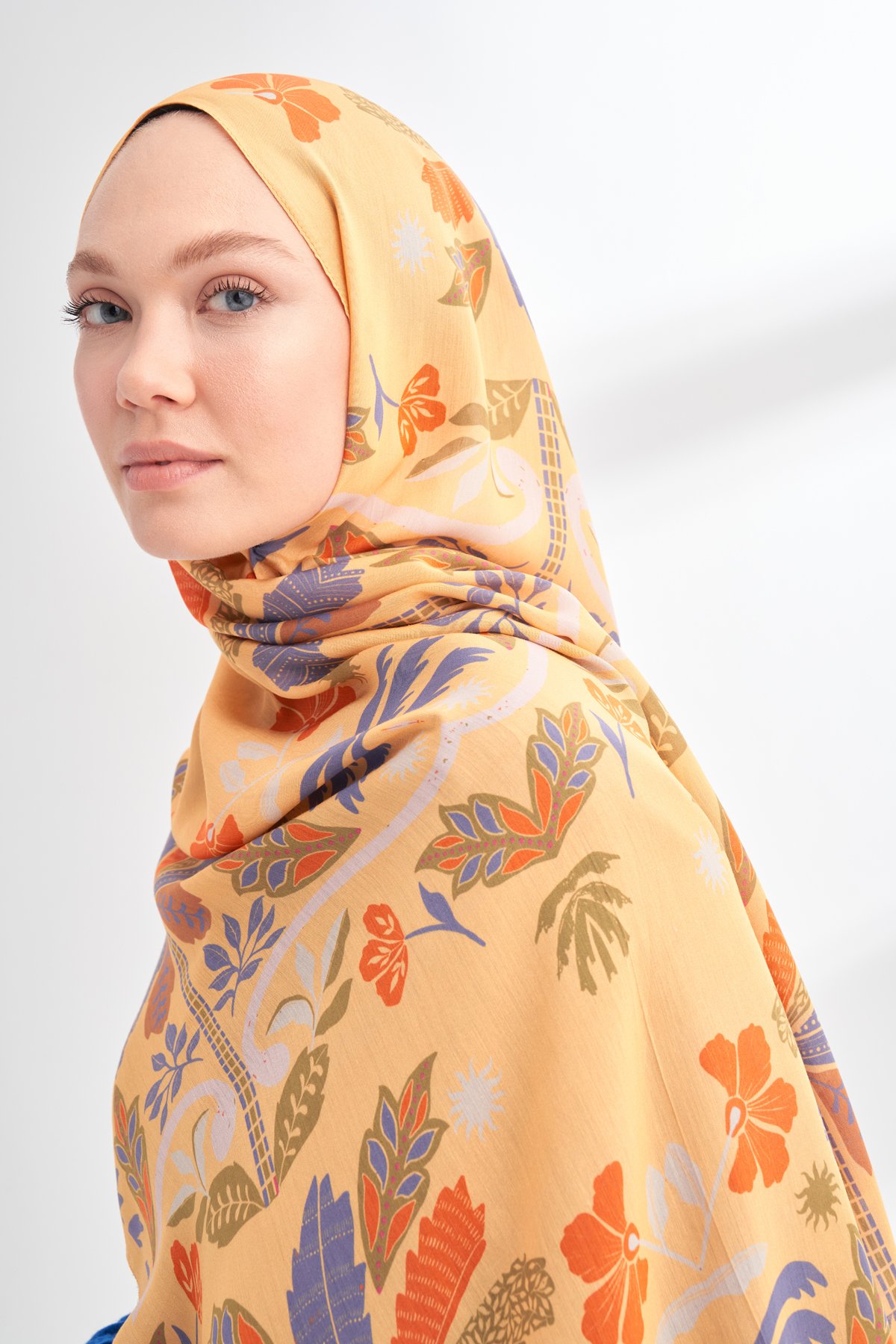 FLORAL ARCHIVE PALMERA DESEN ŞAL - SAFRAN