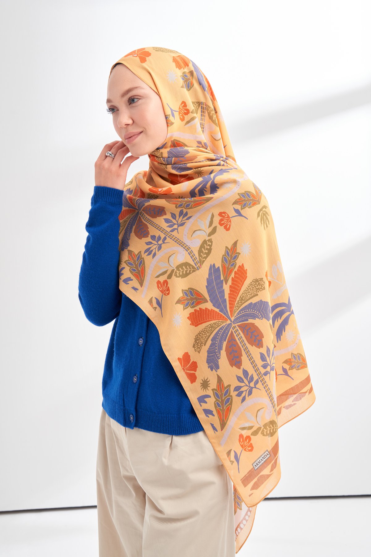 FLORAL ARCHIVE PALMERA DESEN ŞAL - SAFRAN