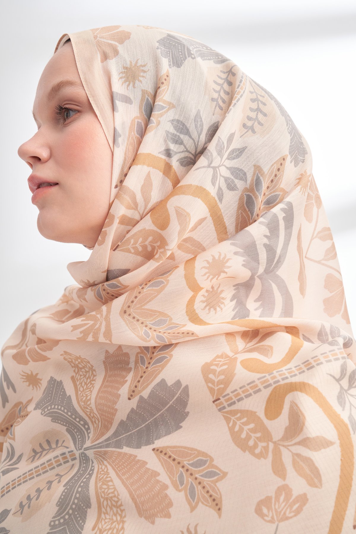 FLORAL ARCHIVE PALMERA DESEN ŞAL - TAŞ - KUM BEJİ