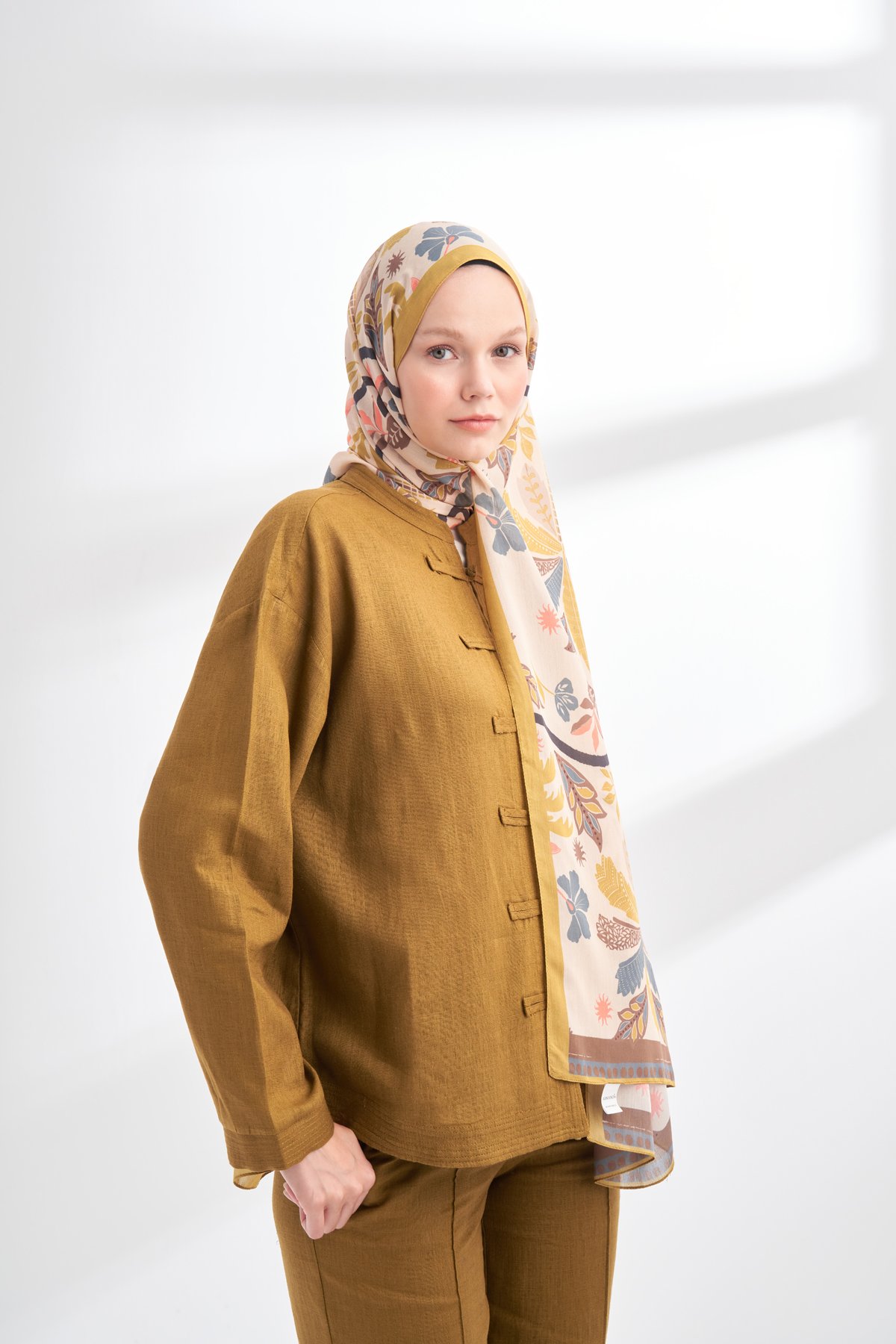 FLORAL ARCHIVE PALMERA DESEN ŞAL - YAĞ YEŞİLİ