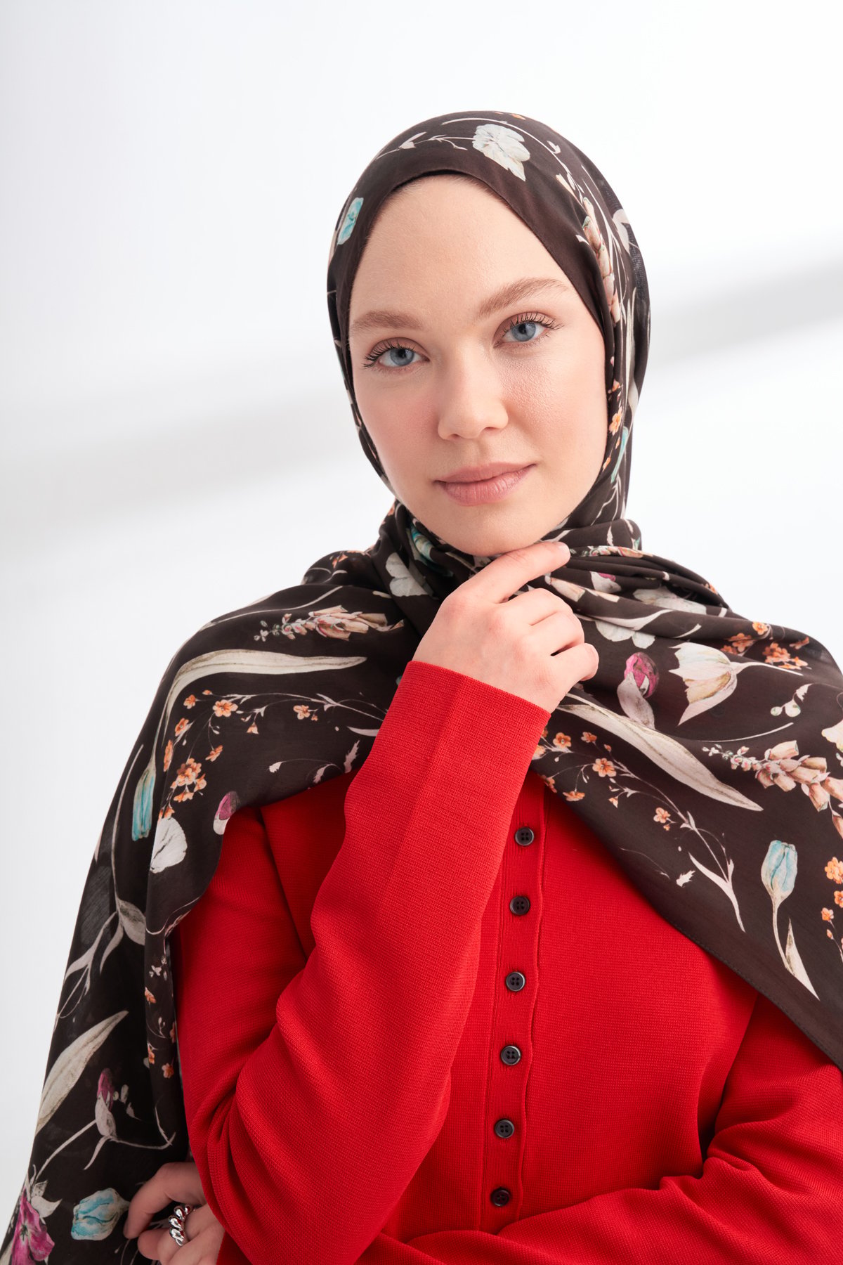 FLORAL ARCHIVE ROSALIE DESEN ŞAL - ACI KAHVE