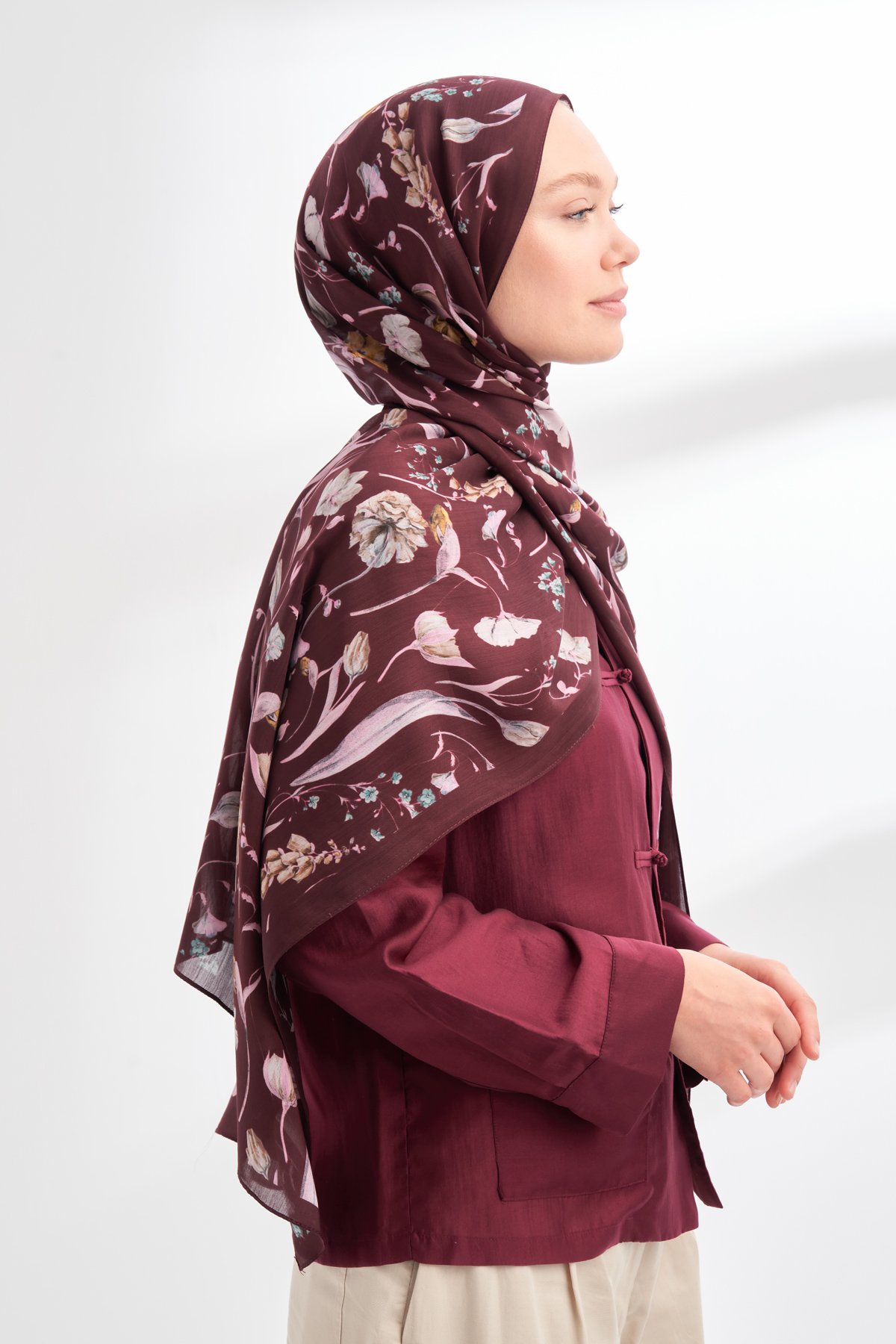 FLORAL ARCHIVE ROSALIE DESEN ŞAL - BORDO