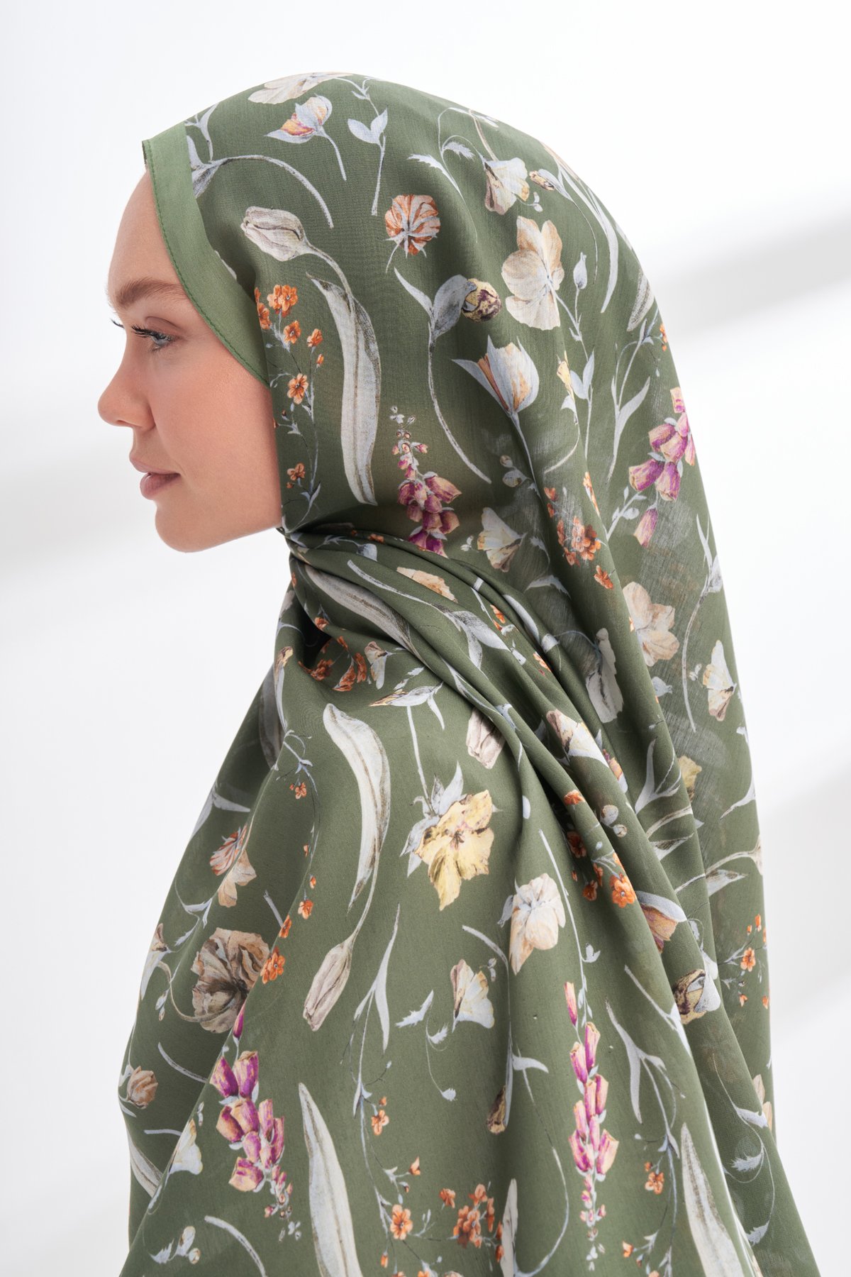 FLORAL ARCHIVE ROSALIE DESEN ŞAL - KETEN - HAKİ