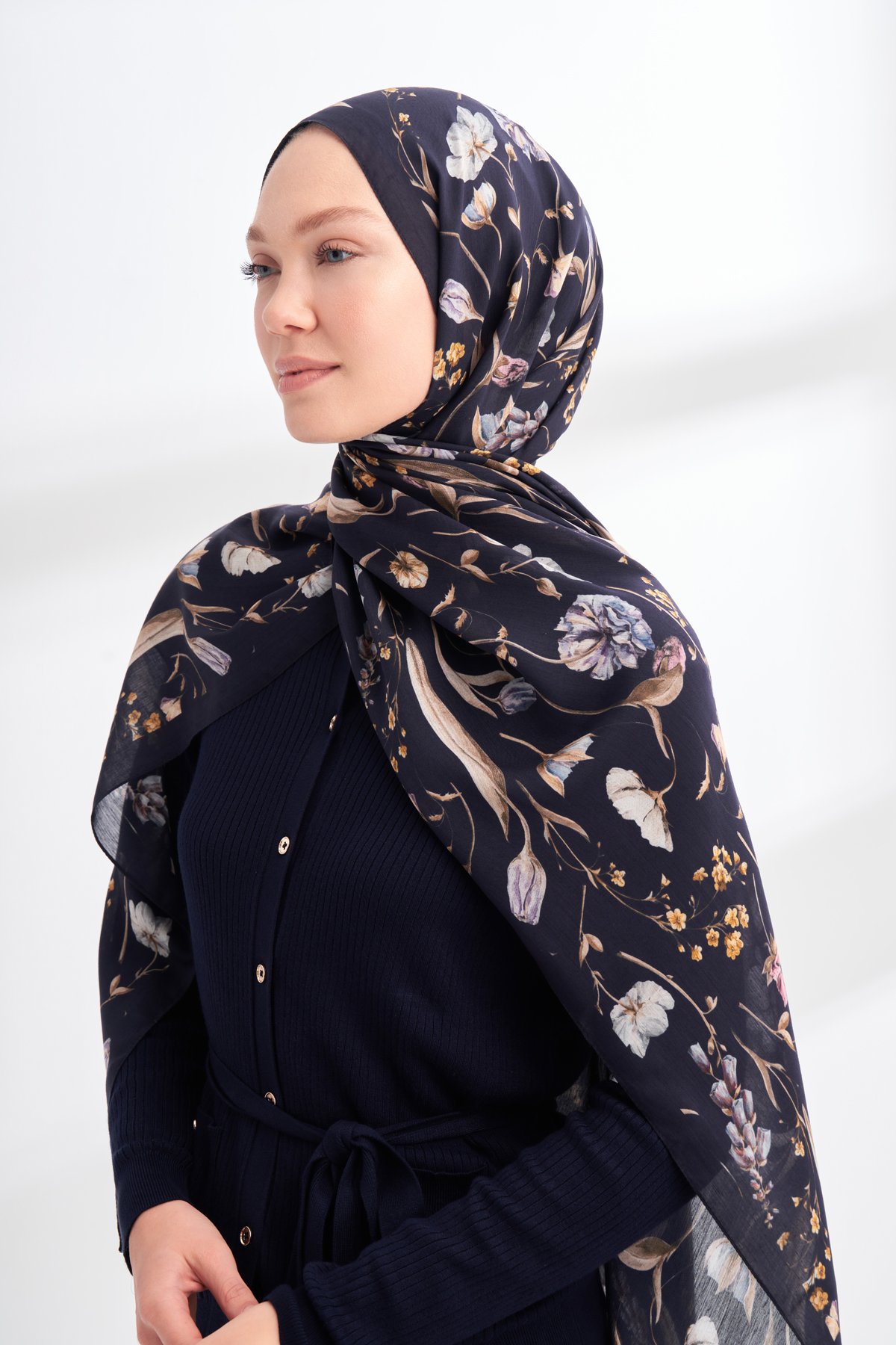 FLORAL ARCHIVE ROSALIE DESEN ŞAL -  LACİVERT