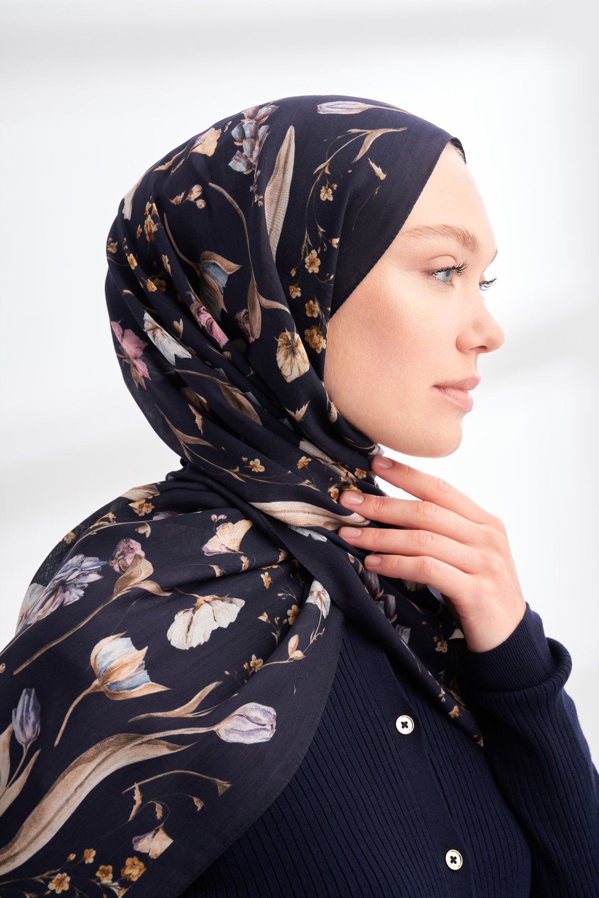 FLORAL ARCHIVE ROSALIE DESEN ŞAL -  LACİVERT