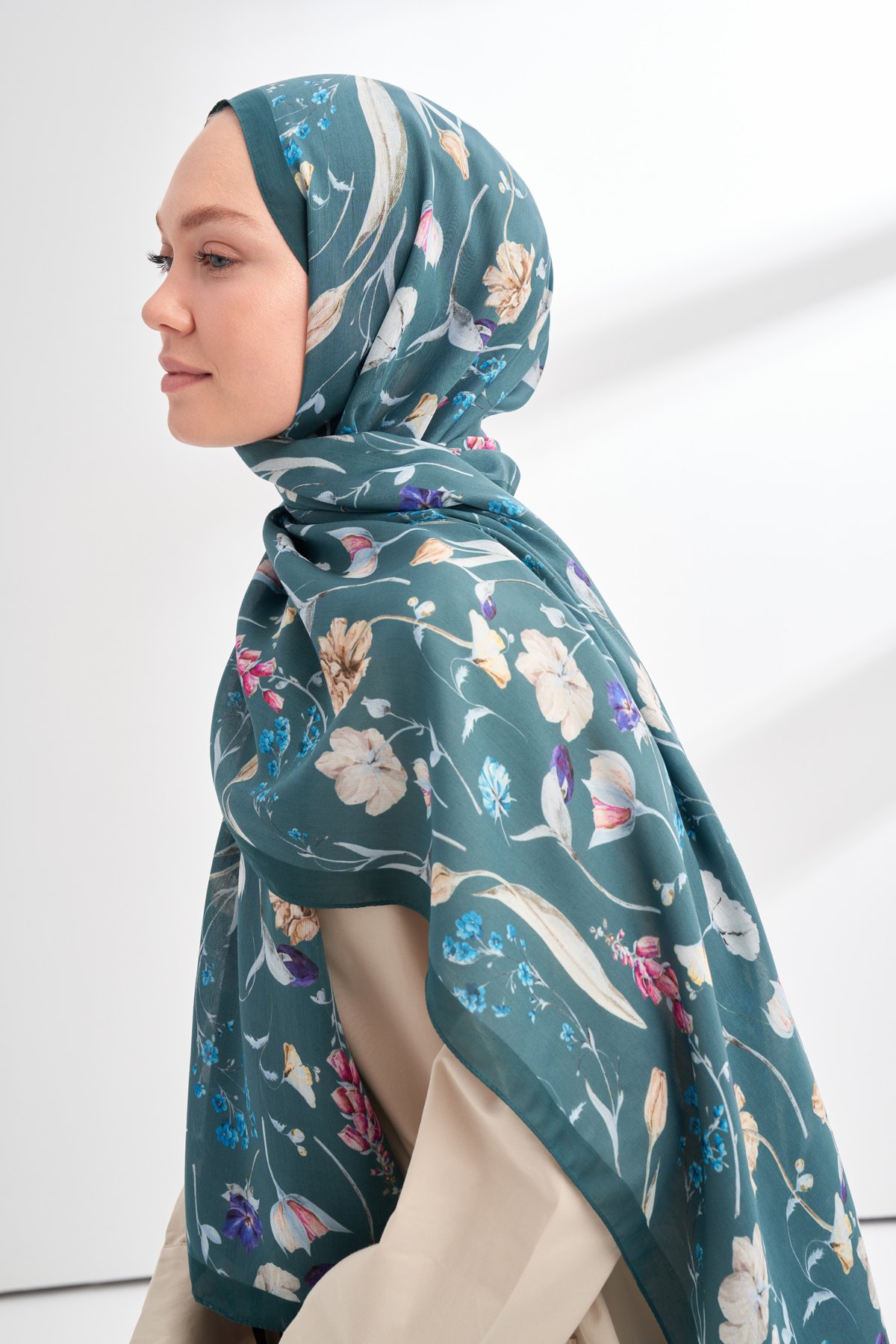 FLORAL ARCHIVE ROSALIE DESEN ŞAL - PETROL