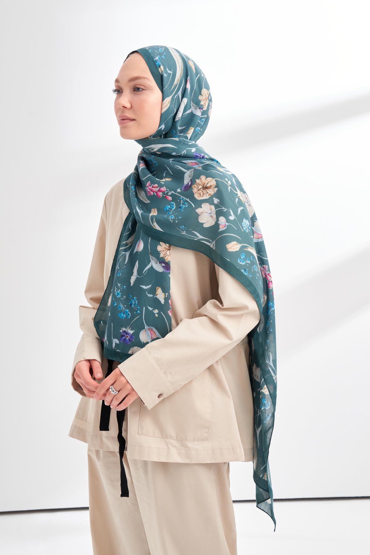 FLORAL ARCHIVE ROSALIE DESEN ŞAL - PETROL