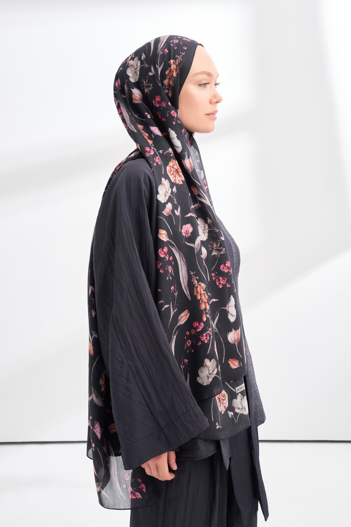 FLORAL ARCHIVE ROSALIE DESEN ŞAL -  SİYAH - KİREMİT