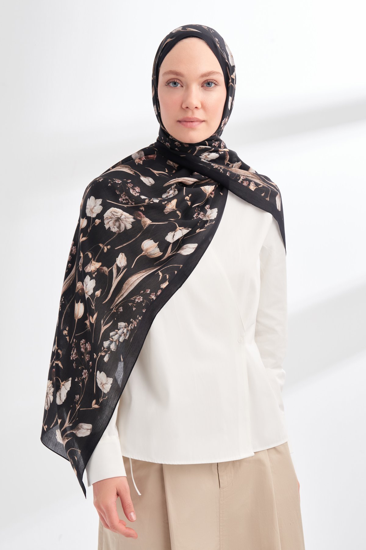 FLORAL ARCHIVE ROSALIE DESEN ŞAL -  SİYAH