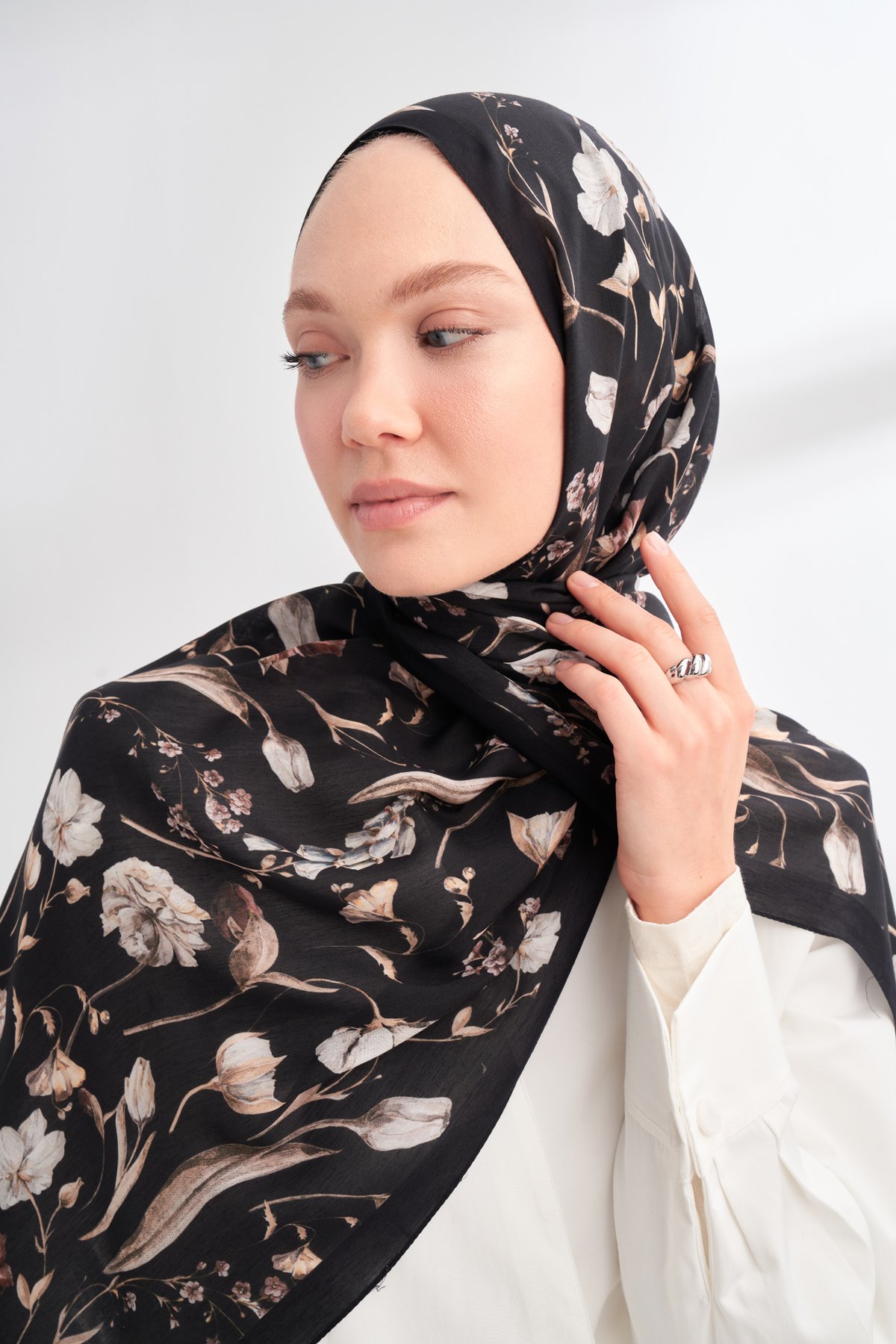 FLORAL ARCHIVE ROSALIE DESEN ŞAL -  SİYAH