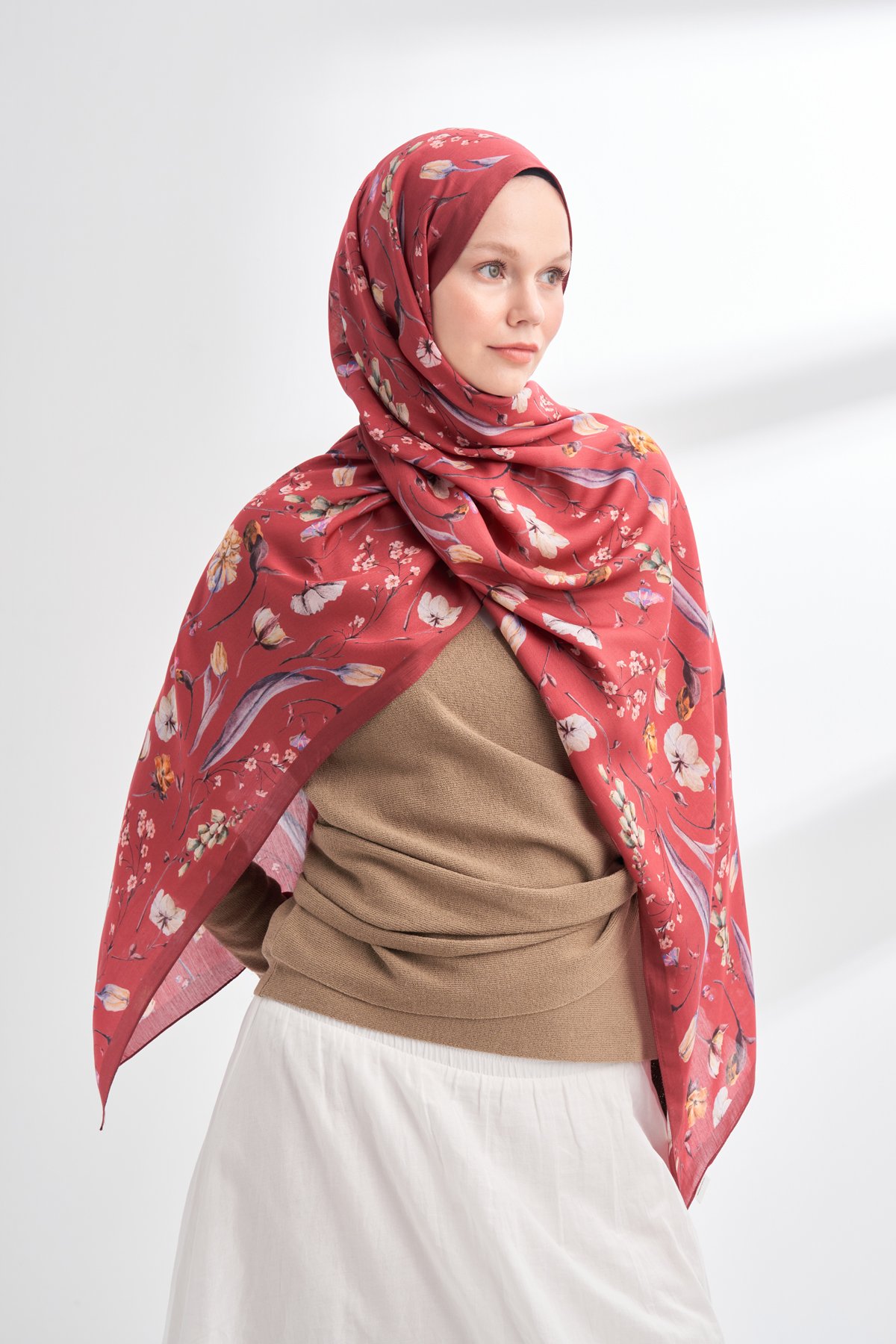 FLORAL ARCHIVE ROSALIE DESEN ŞAL - VİŞNE - BORDO