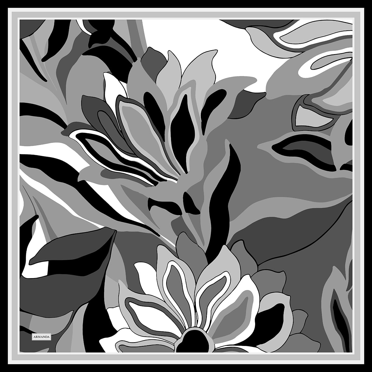 FLORAL MUSE DESEN THE TENCEL EDIT EŞARP  - DERİN LACİVERT - GRİ